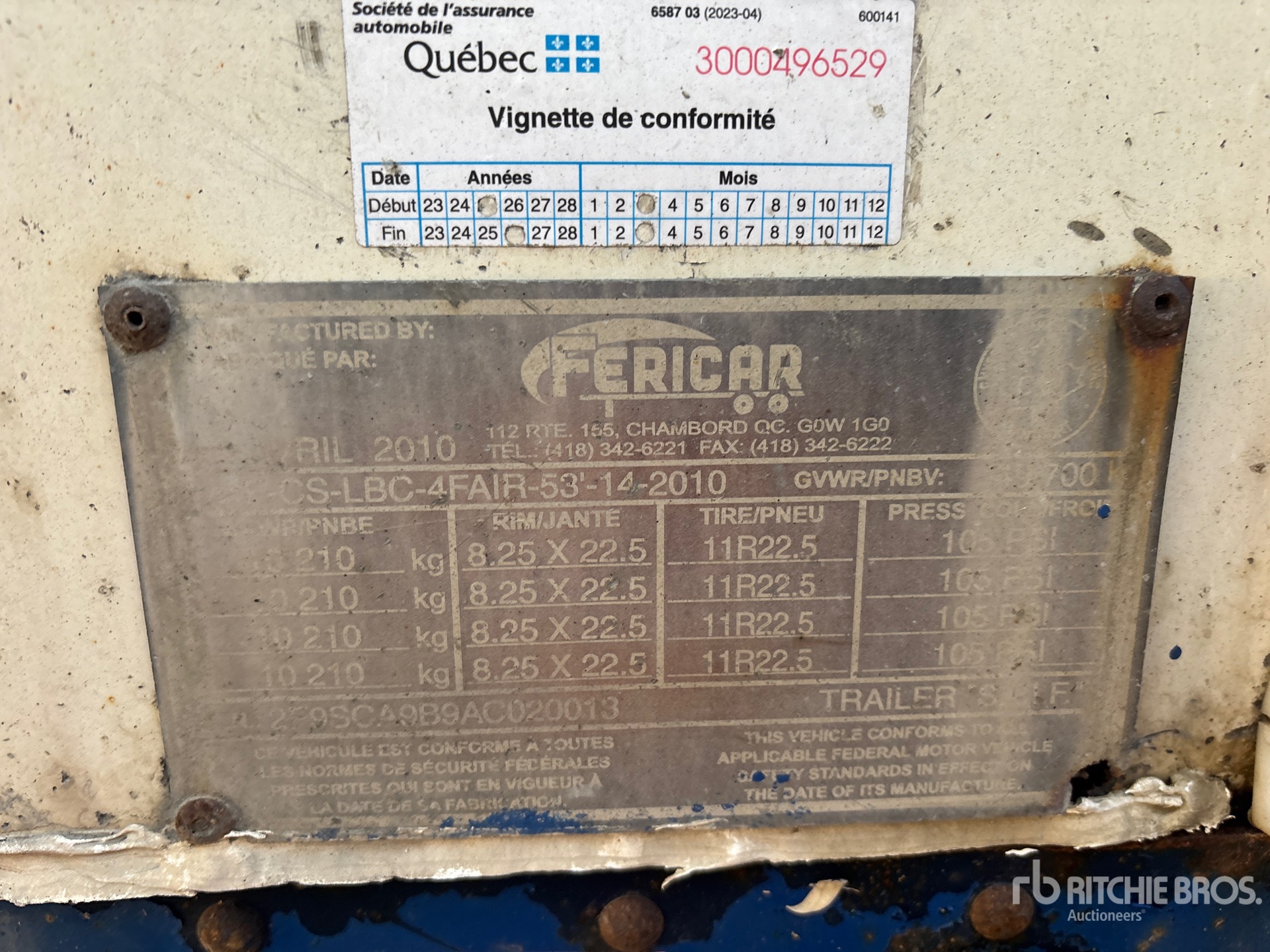 General Appearance with Serial Number / VIN