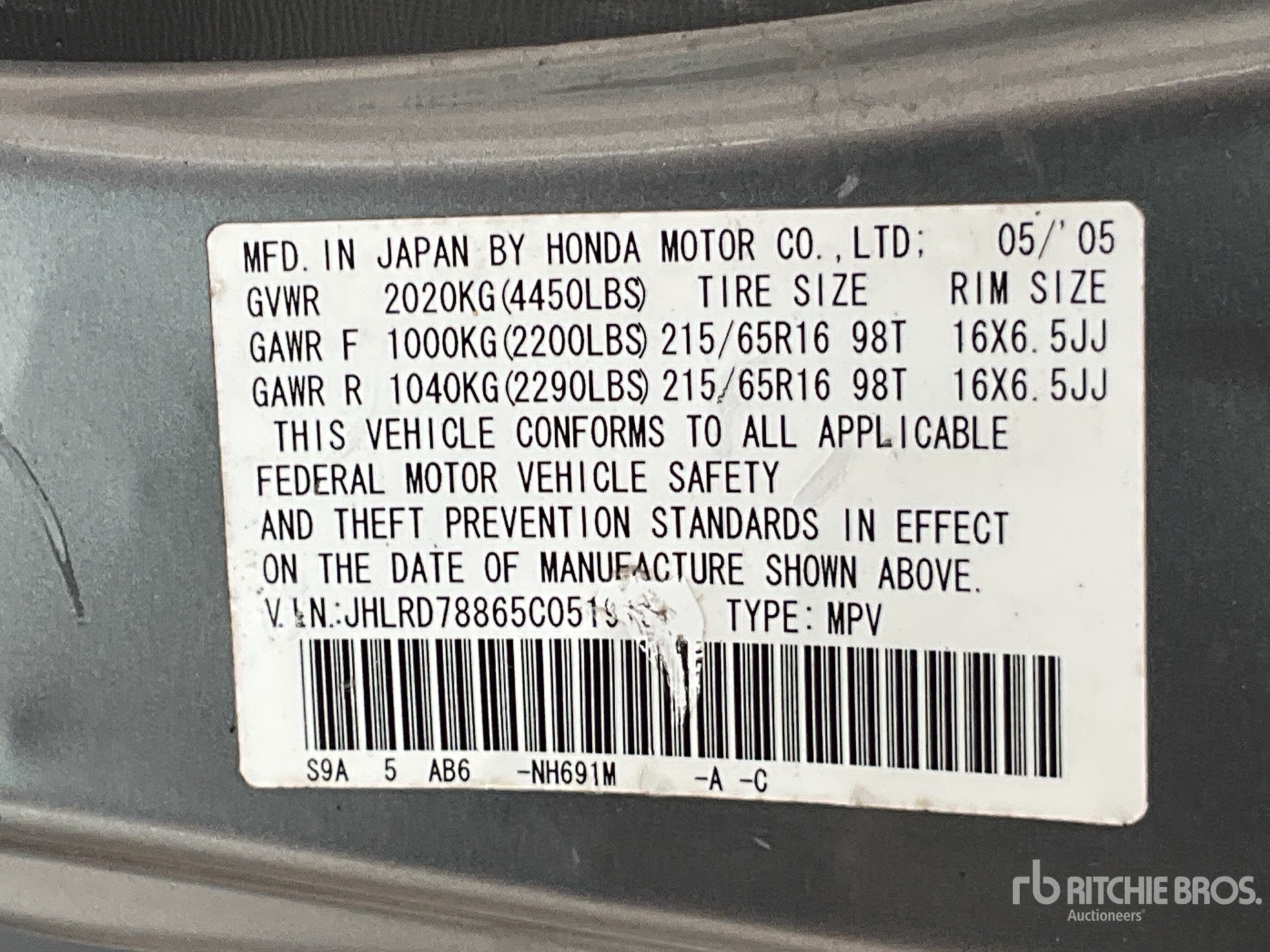 General Appearance with Serial Number / VIN