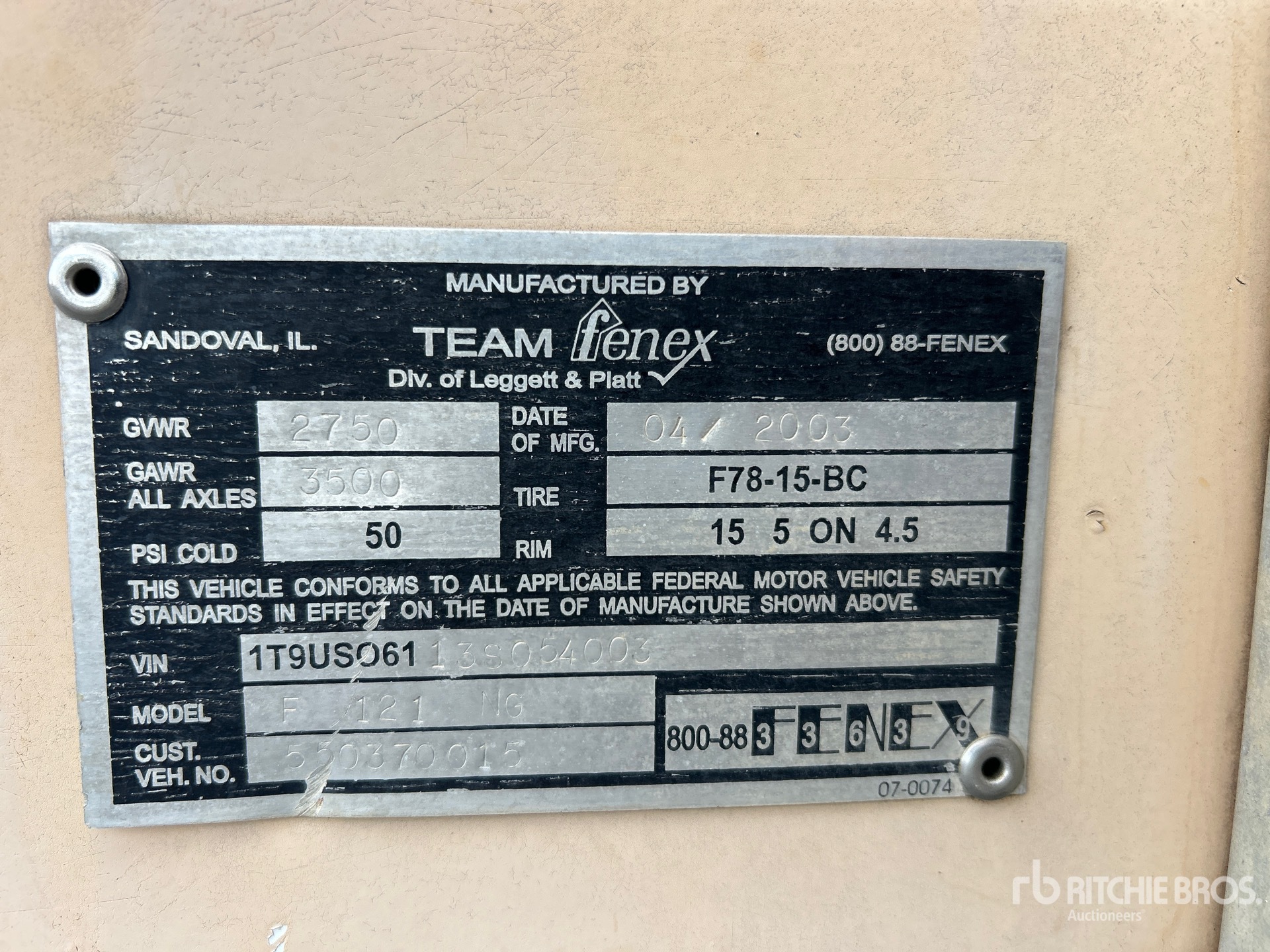 General Appearance with Serial Number / VIN