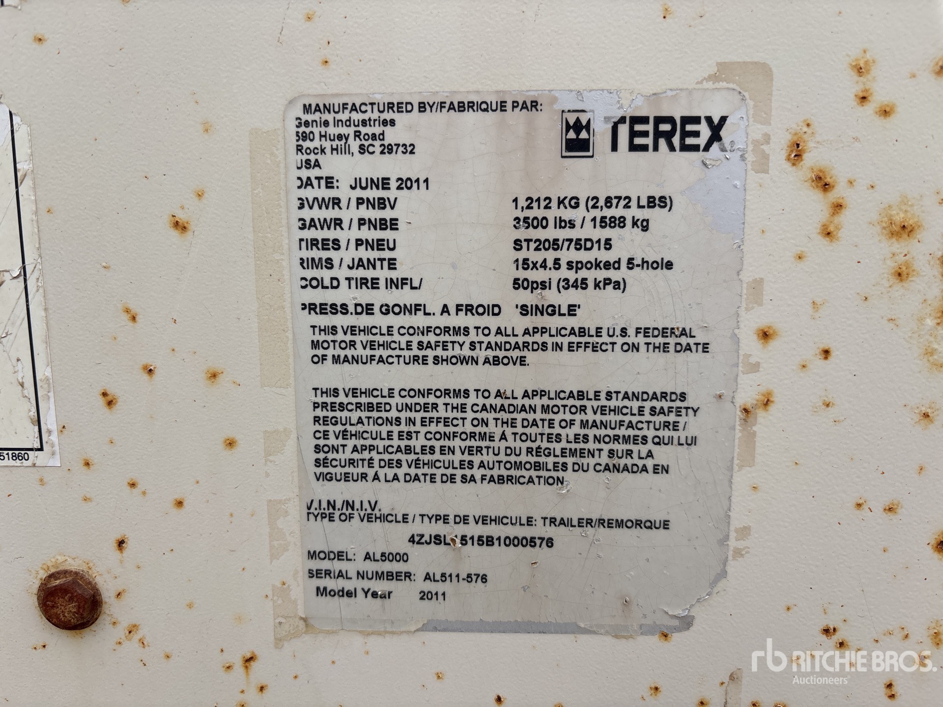 General Appearance with Serial Number / VIN