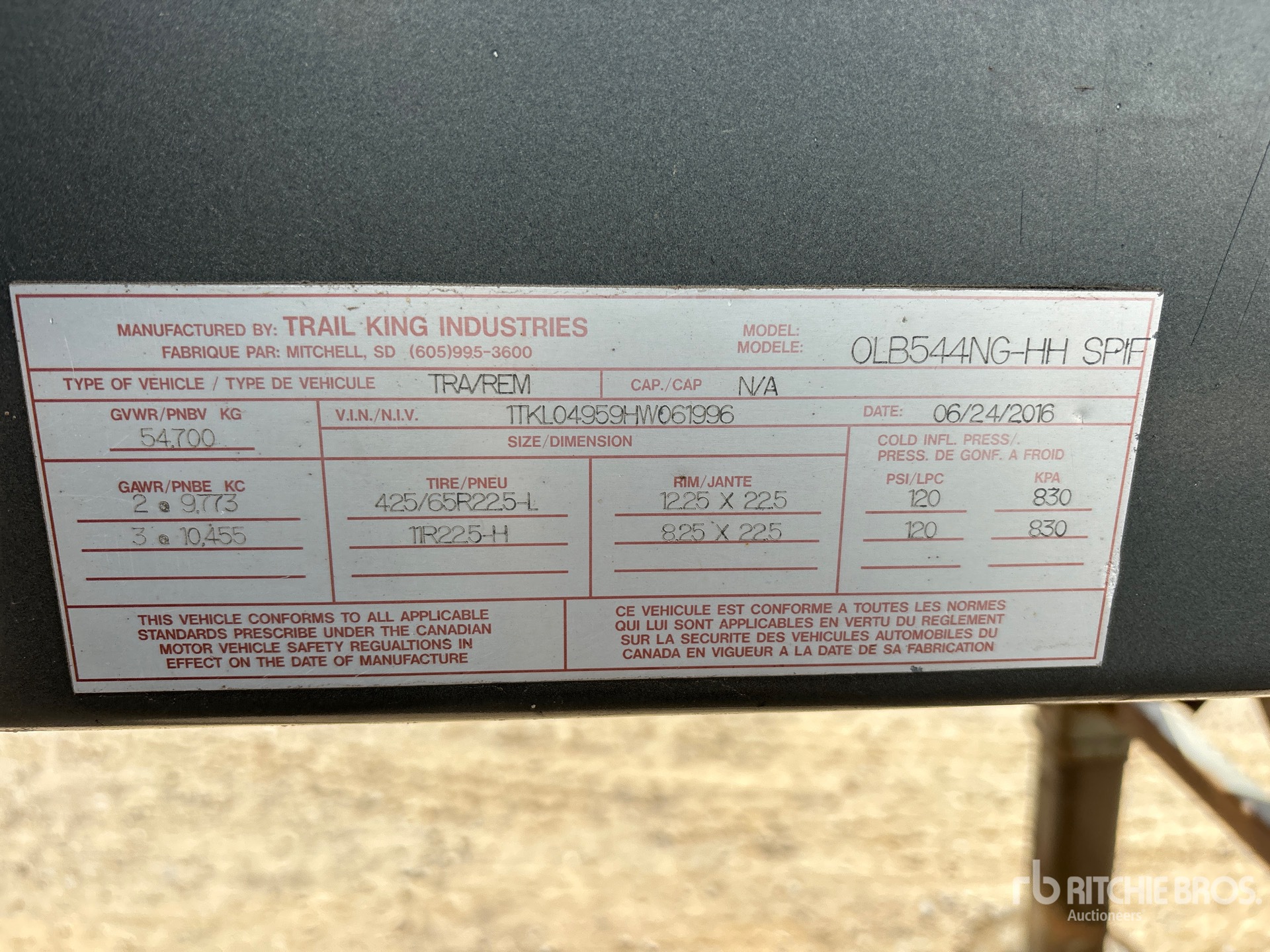 General Appearance with Serial Number / VIN