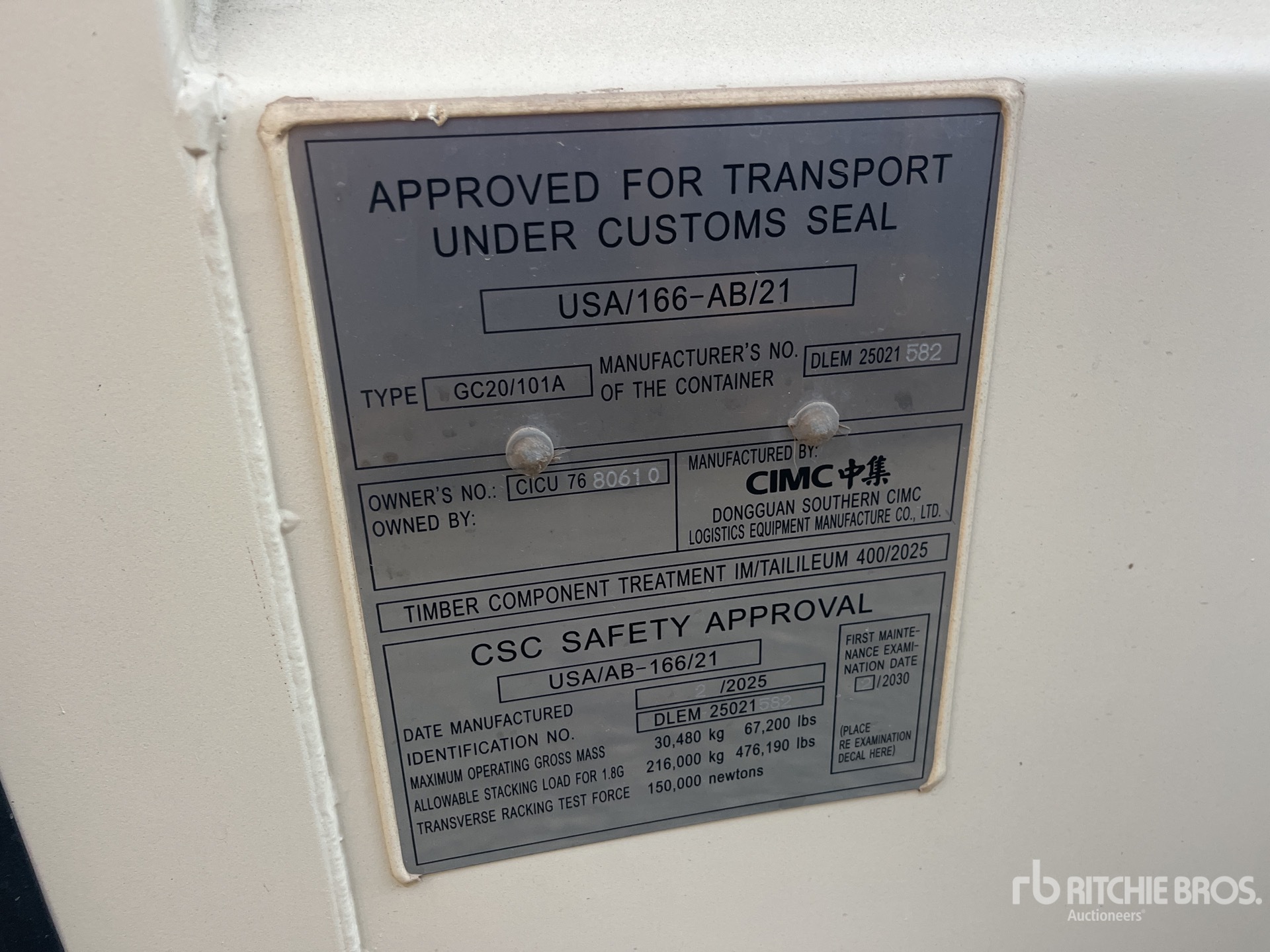 General Appearance with Serial Number / VIN