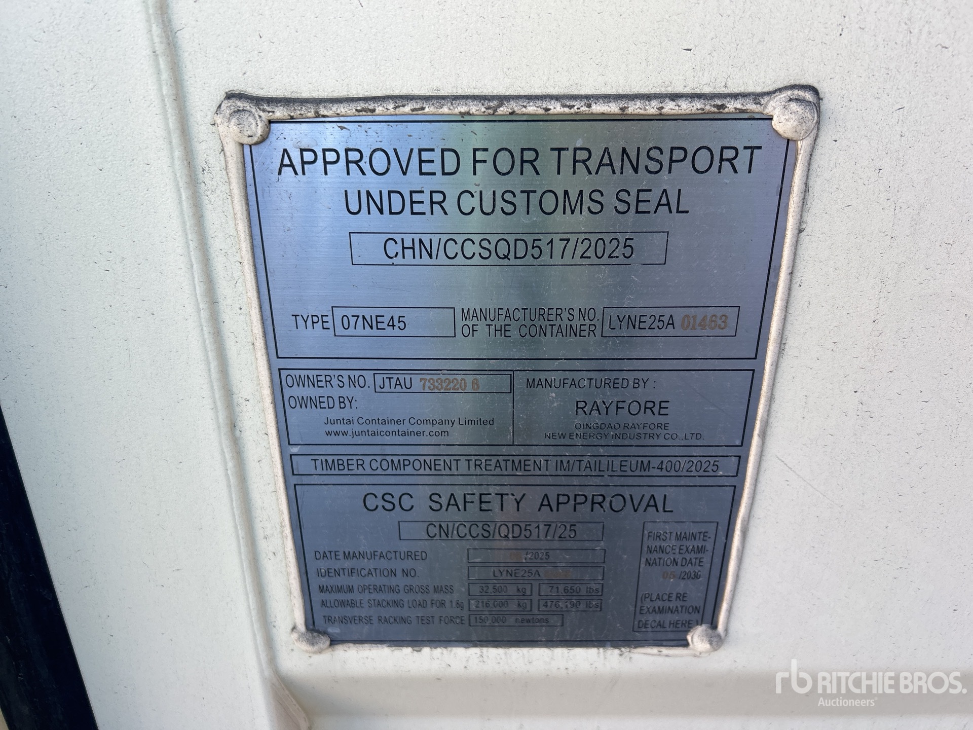 General Appearance with Serial Number / VIN