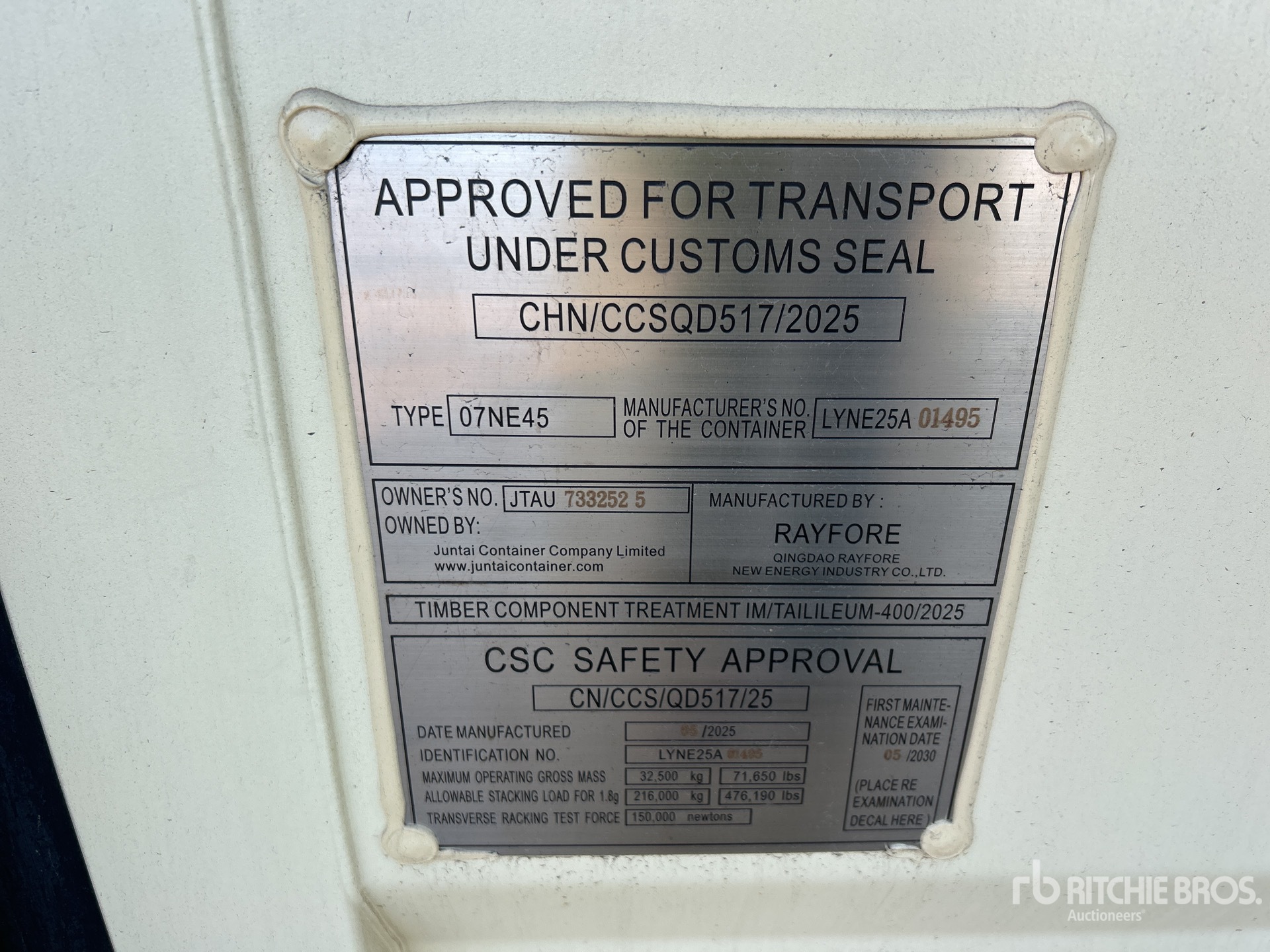 General Appearance with Serial Number / VIN