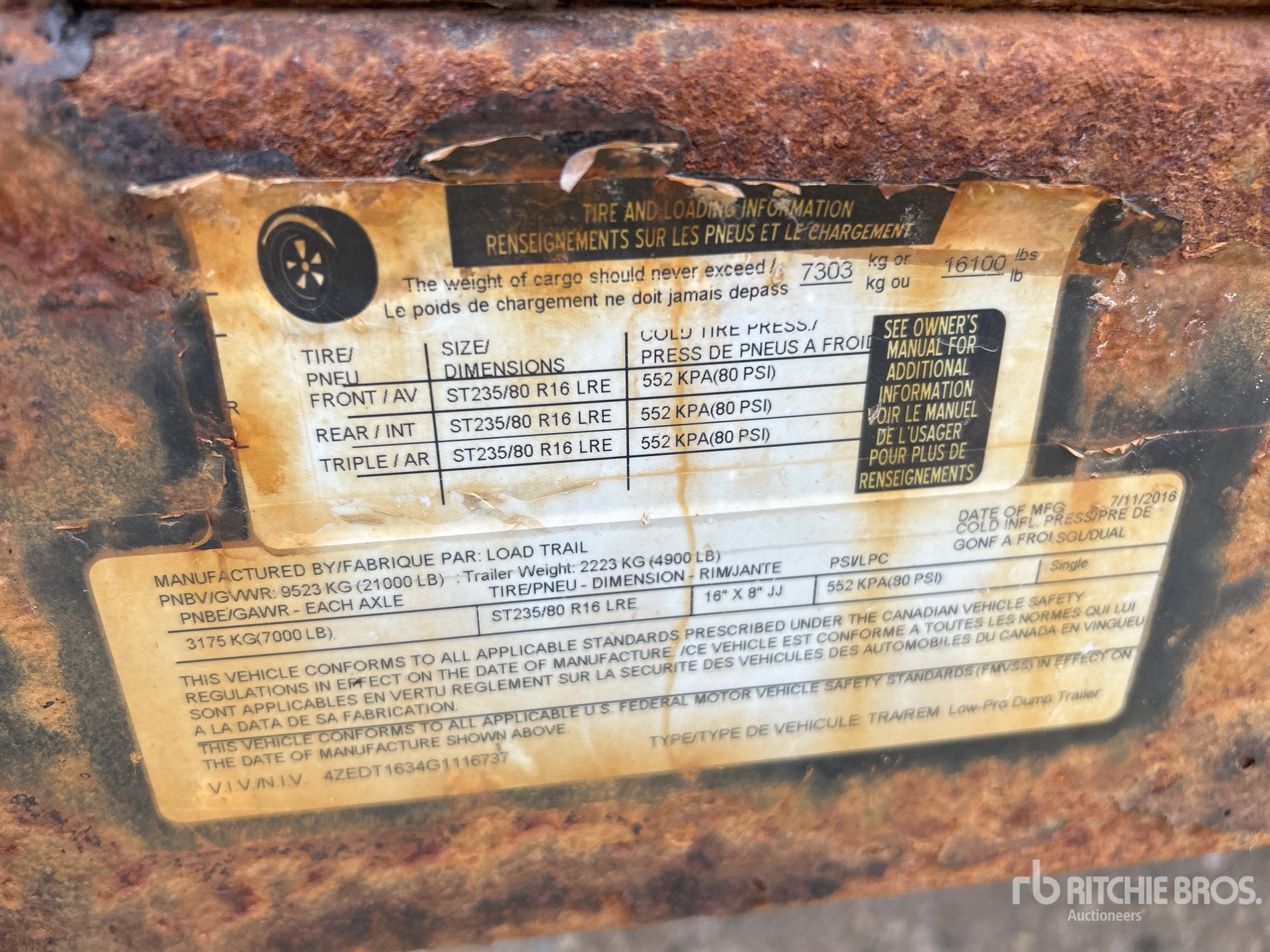 General Appearance with Serial Number / VIN