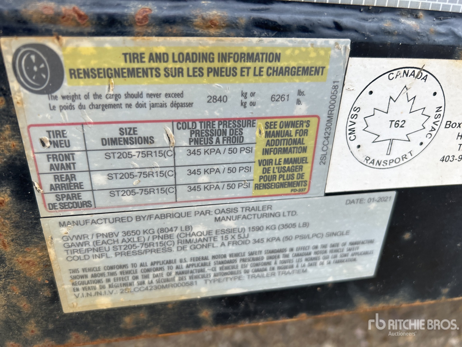 General Appearance with Serial Number / VIN