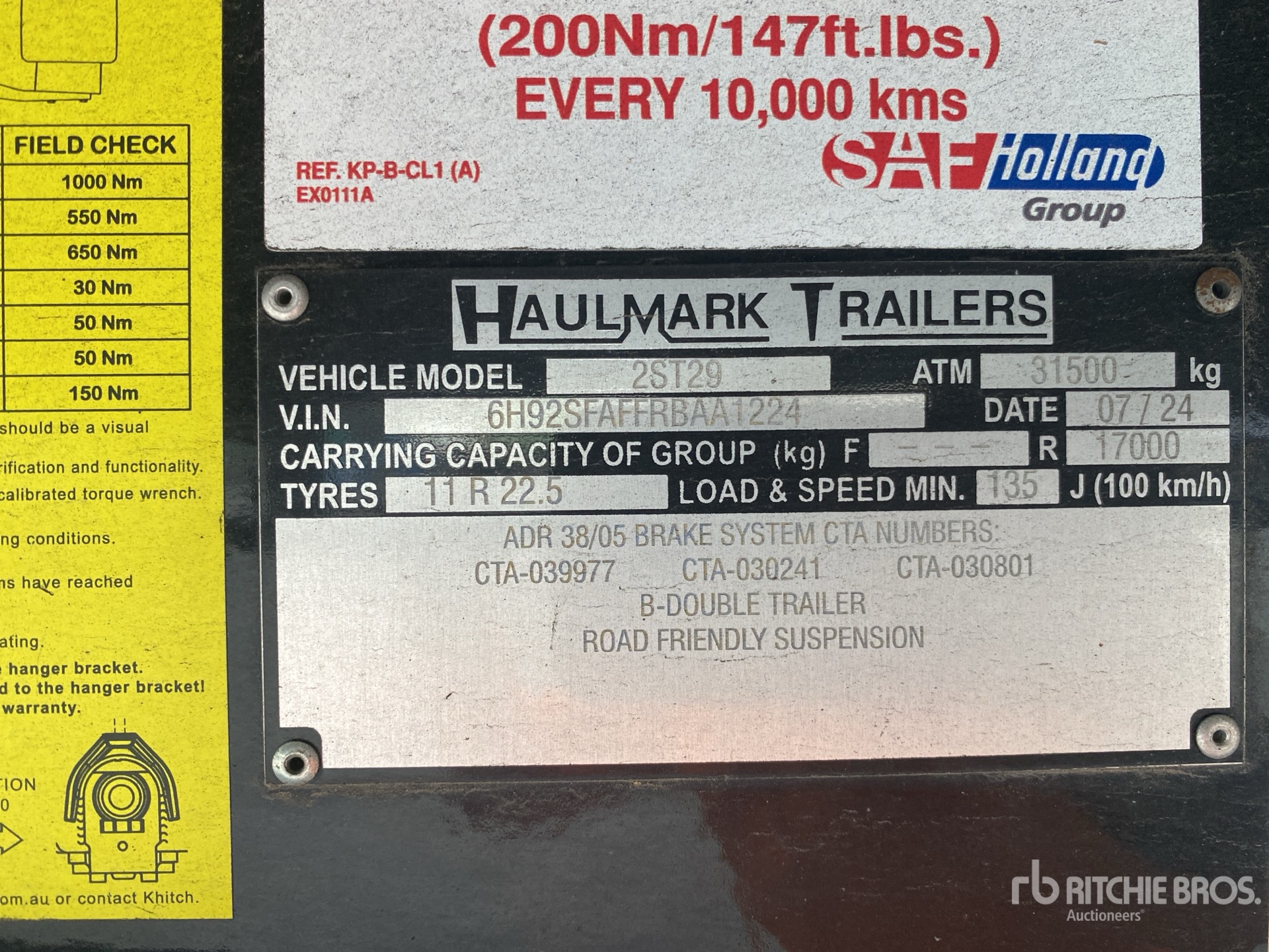 General Appearance with Serial Number / VIN