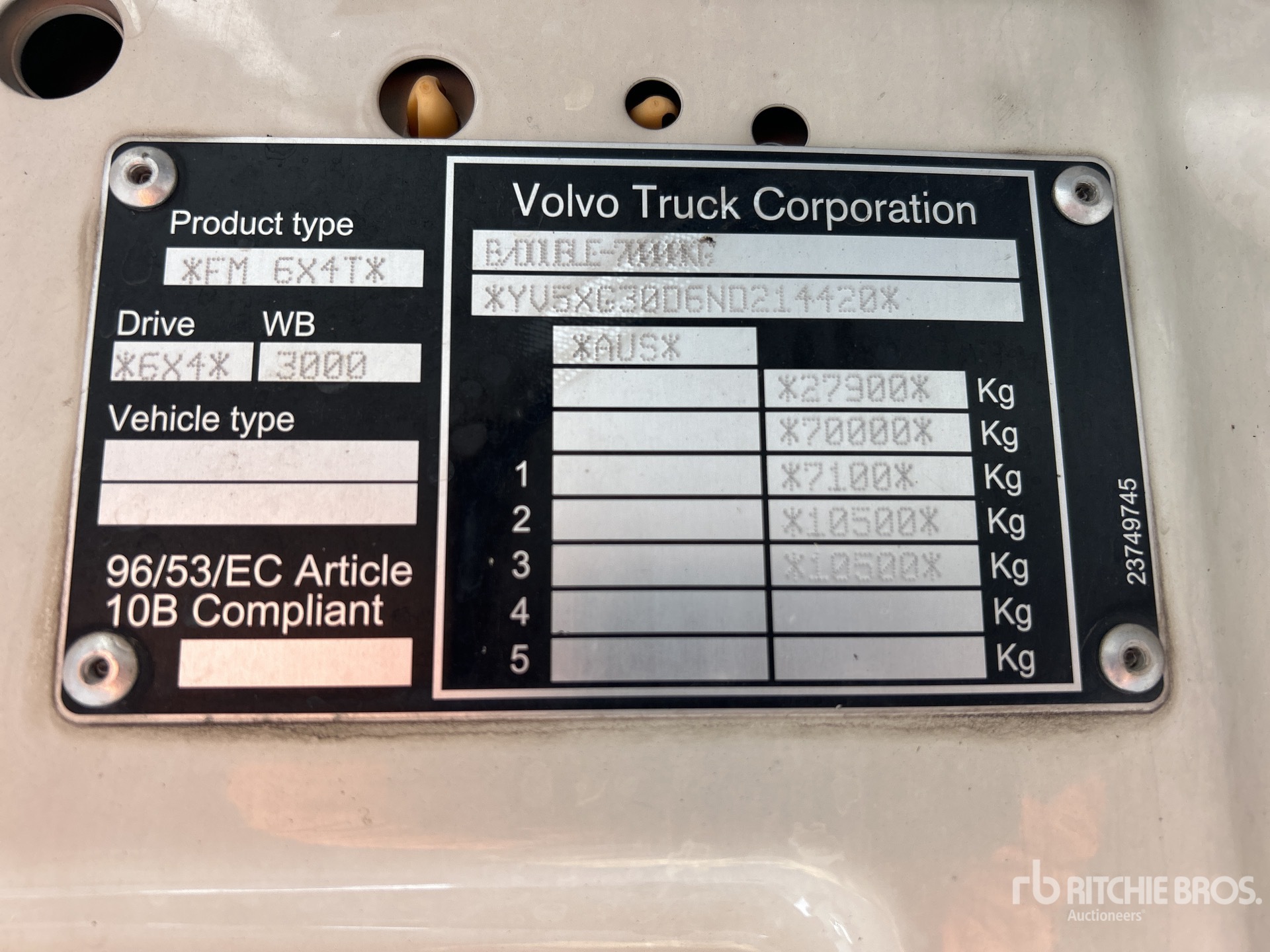 General Appearance with Serial Number / VIN