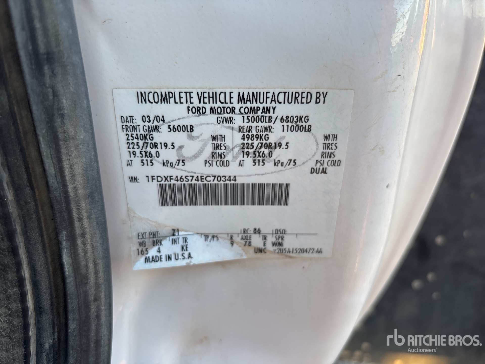 General Appearance with Serial Number / VIN