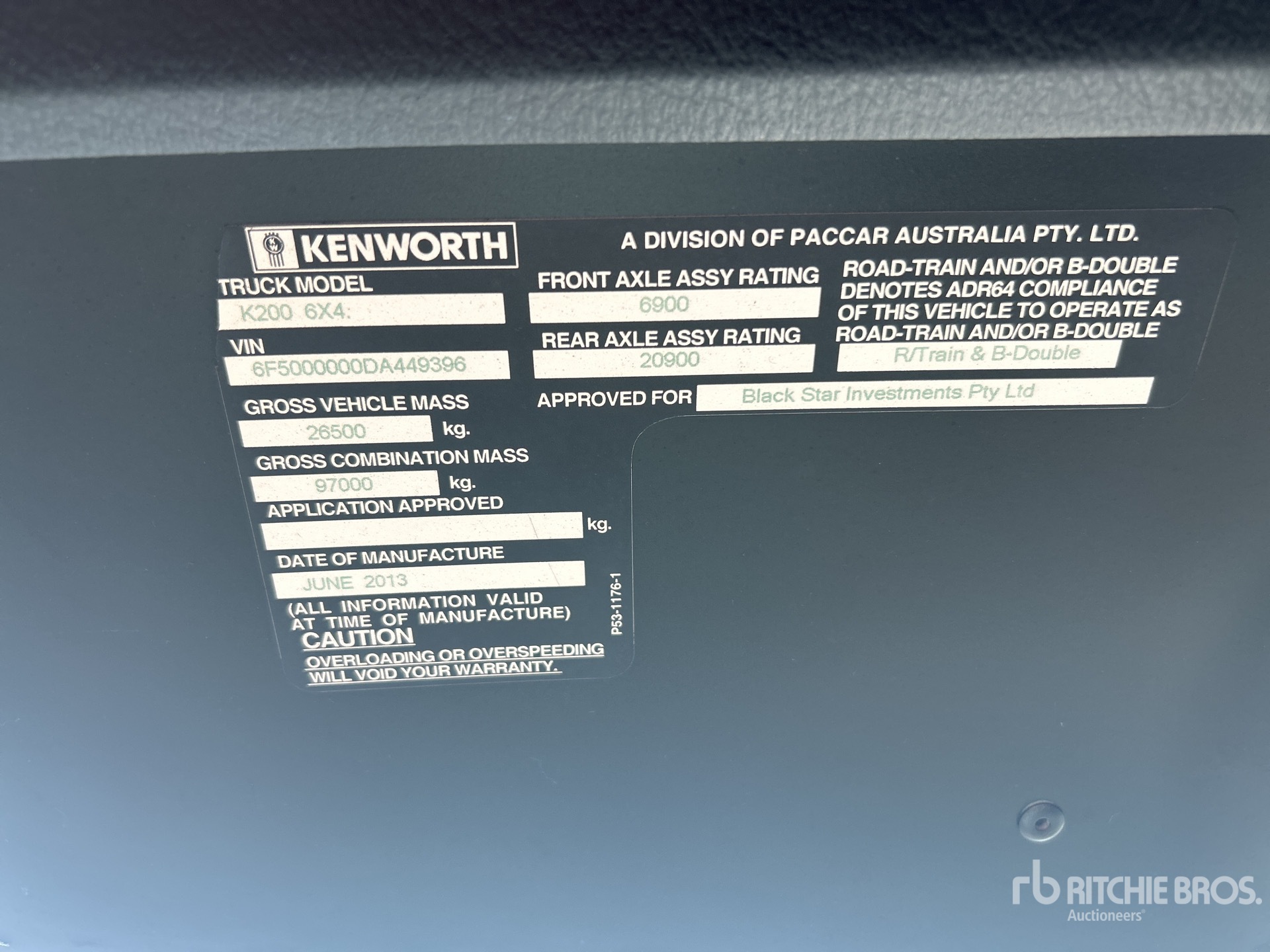 General Appearance with Serial Number / VIN