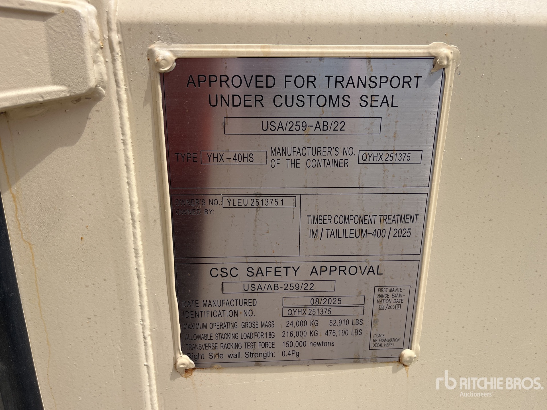 General Appearance with Serial Number / VIN