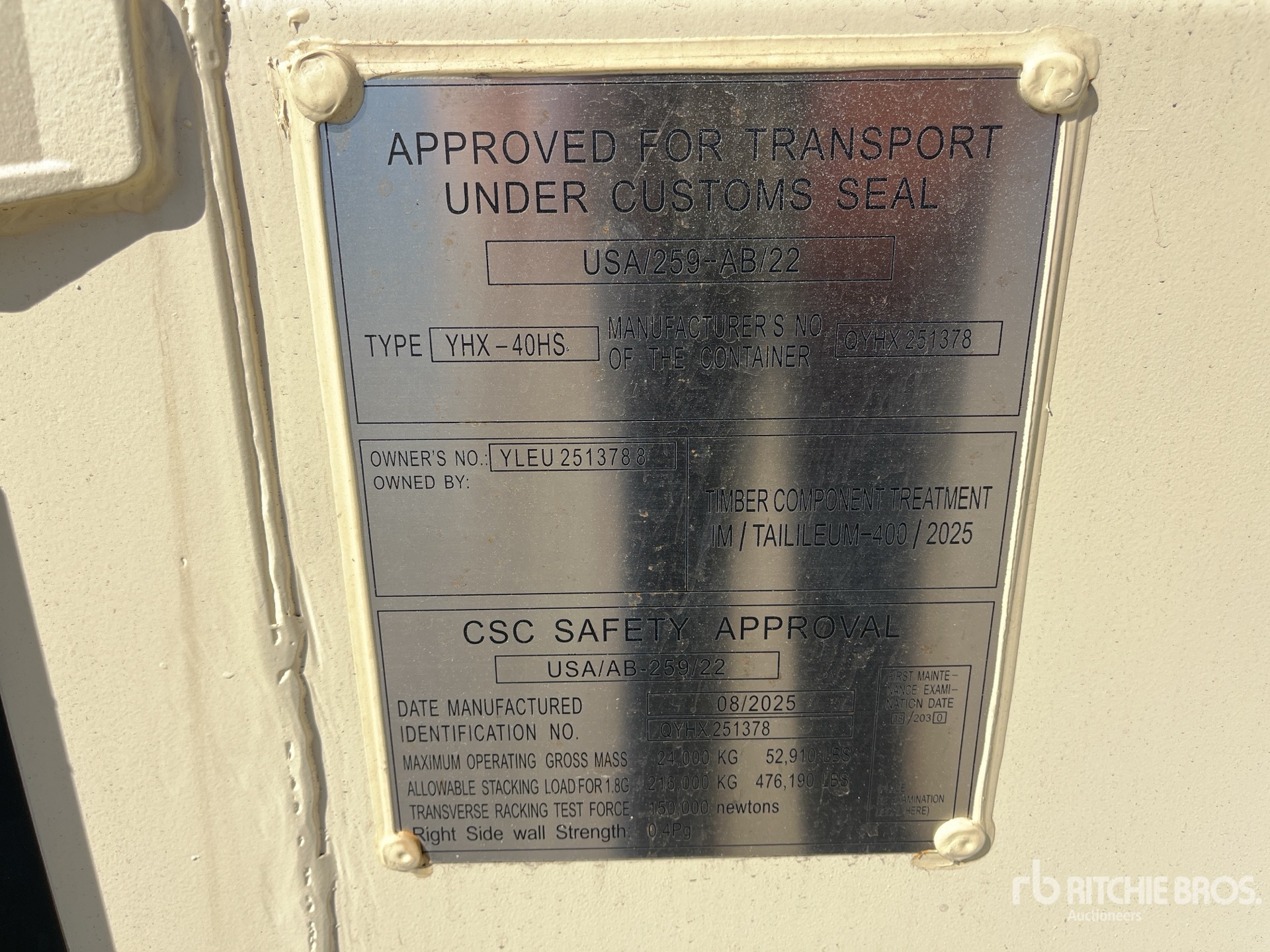 General Appearance with Serial Number / VIN