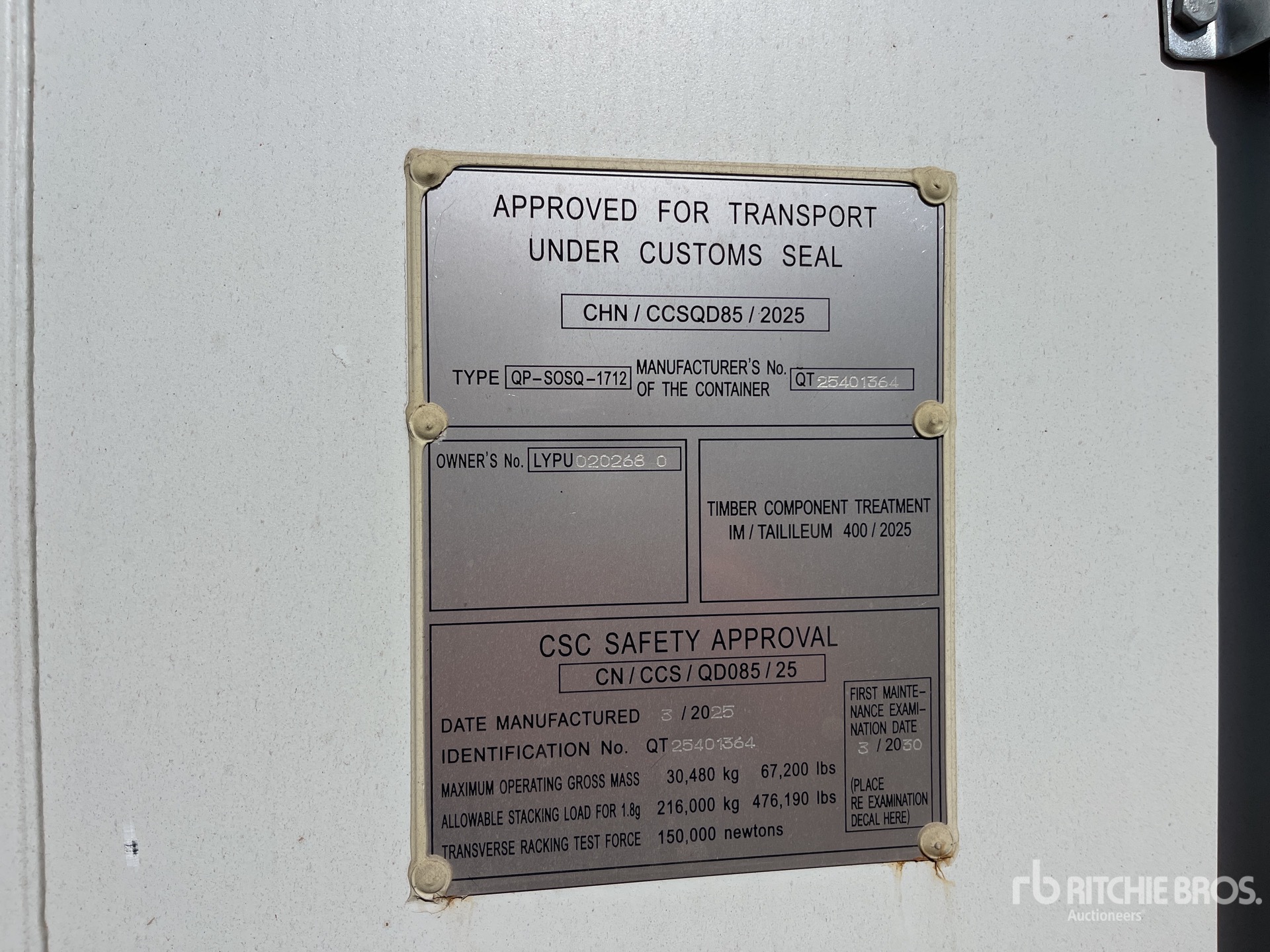 General Appearance with Serial Number / VIN