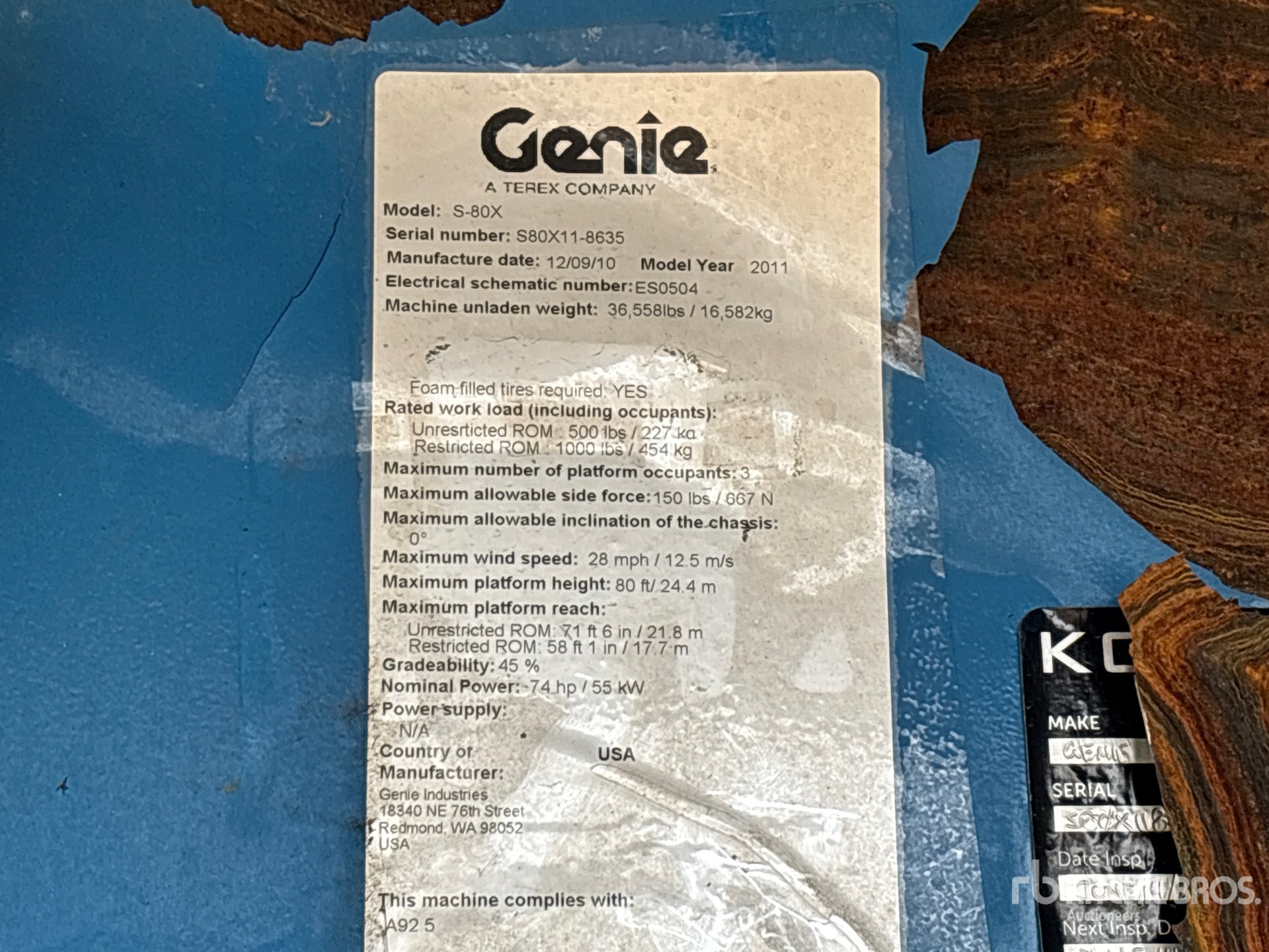 General Appearance with Serial Number / VIN