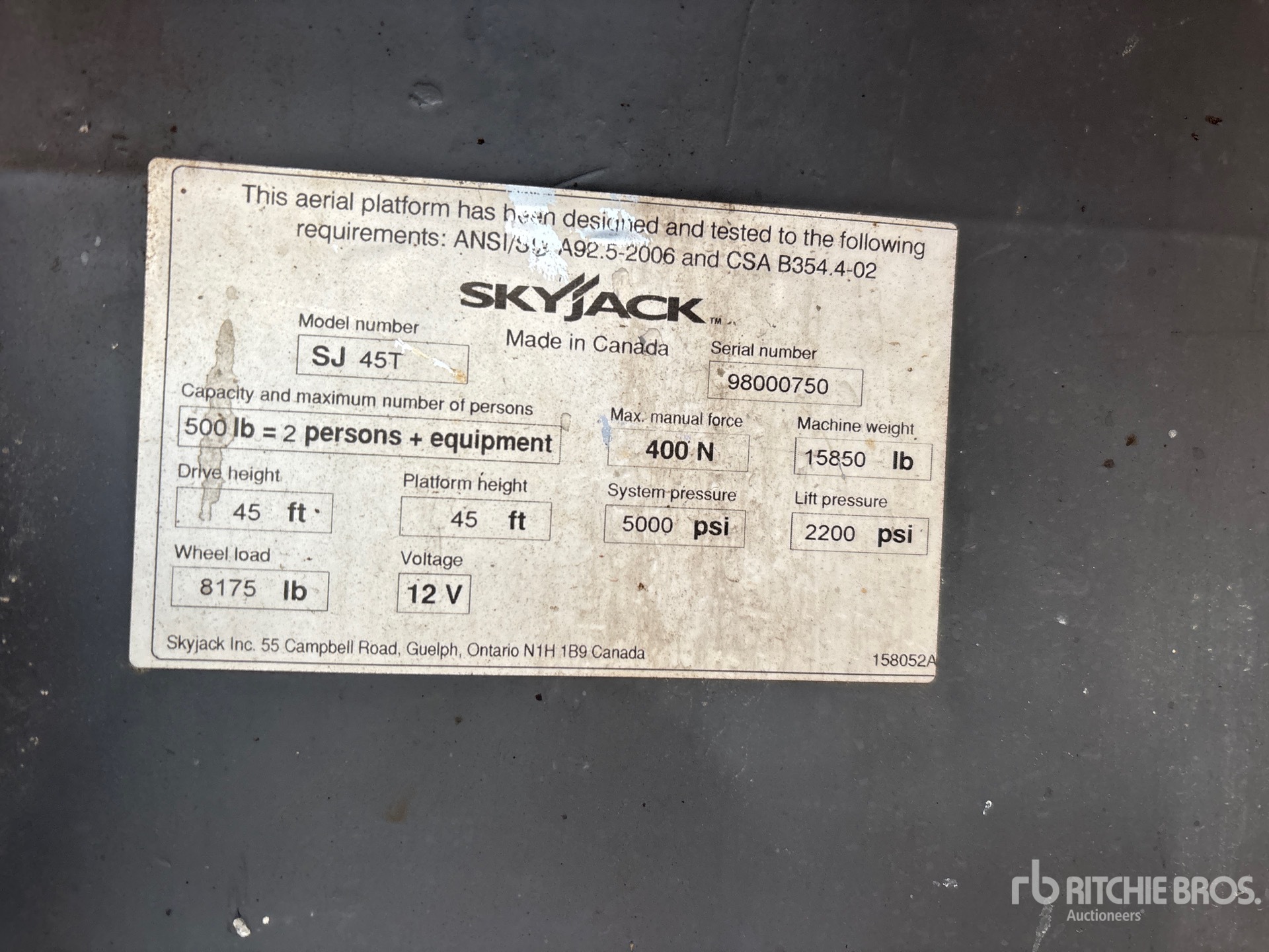 General Appearance with Serial Number / VIN