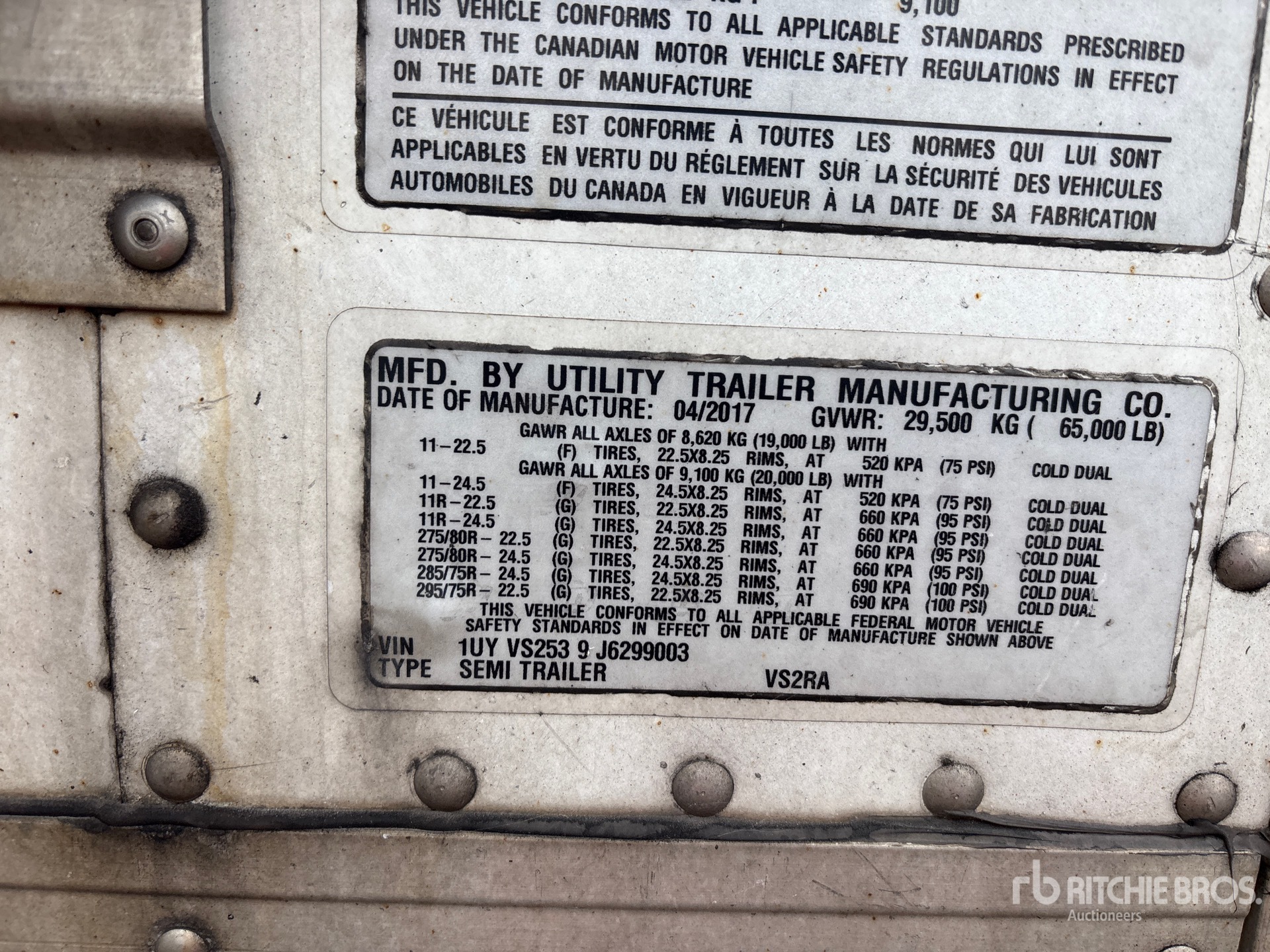 General Appearance with Serial Number / VIN