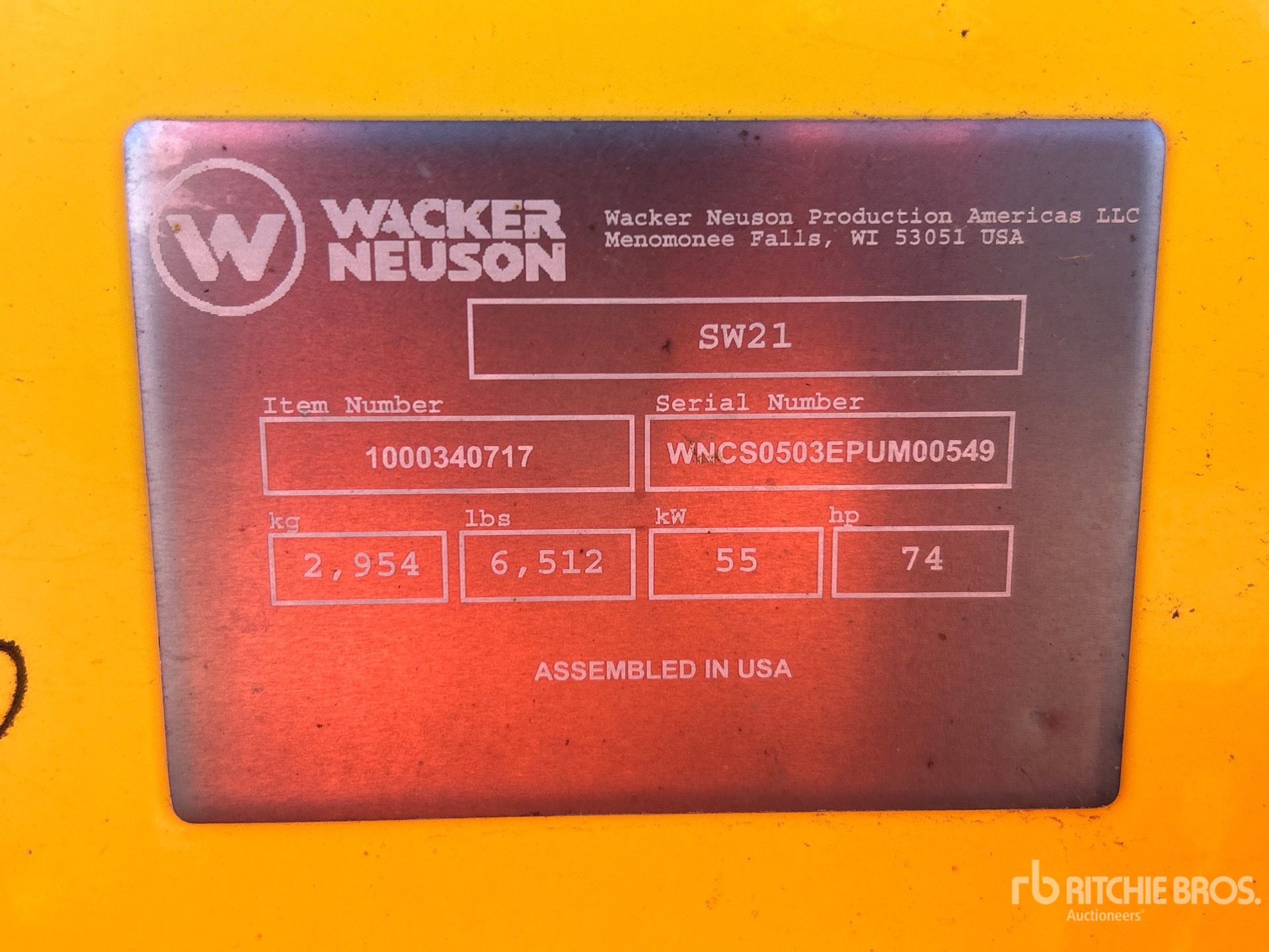 General Appearance with Serial Number / VIN