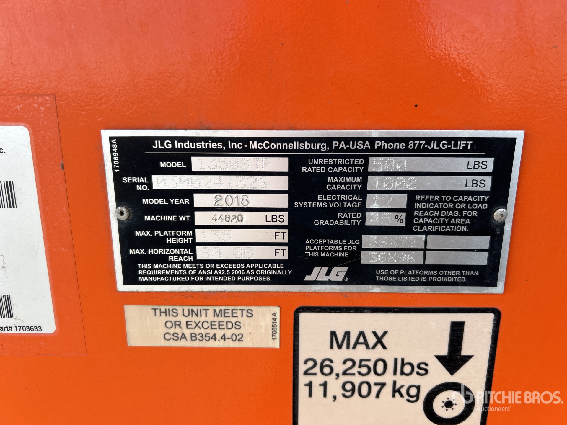General Appearance with Serial Number / VIN