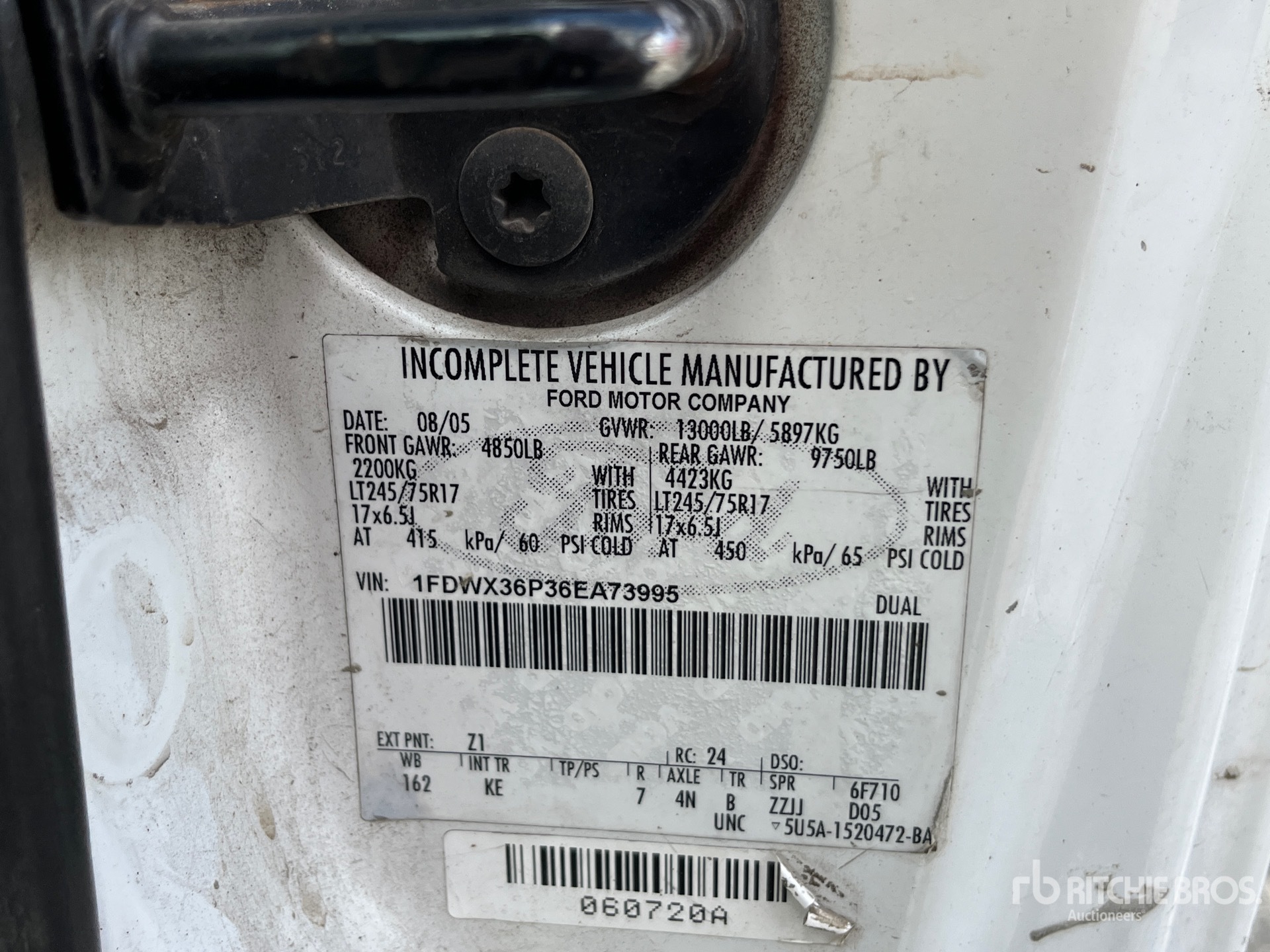 General Appearance with Serial Number / VIN