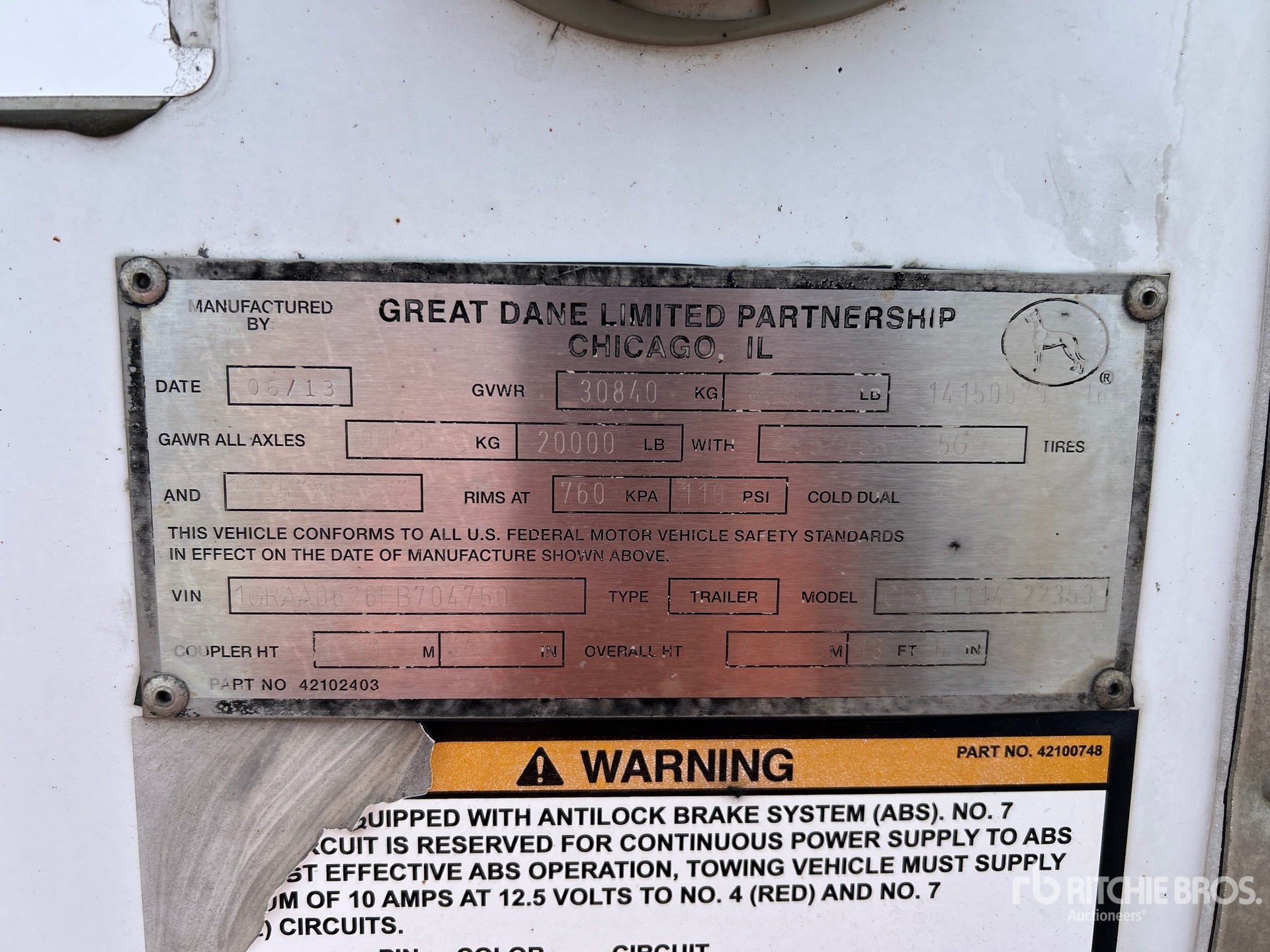 General Appearance with Serial Number / VIN