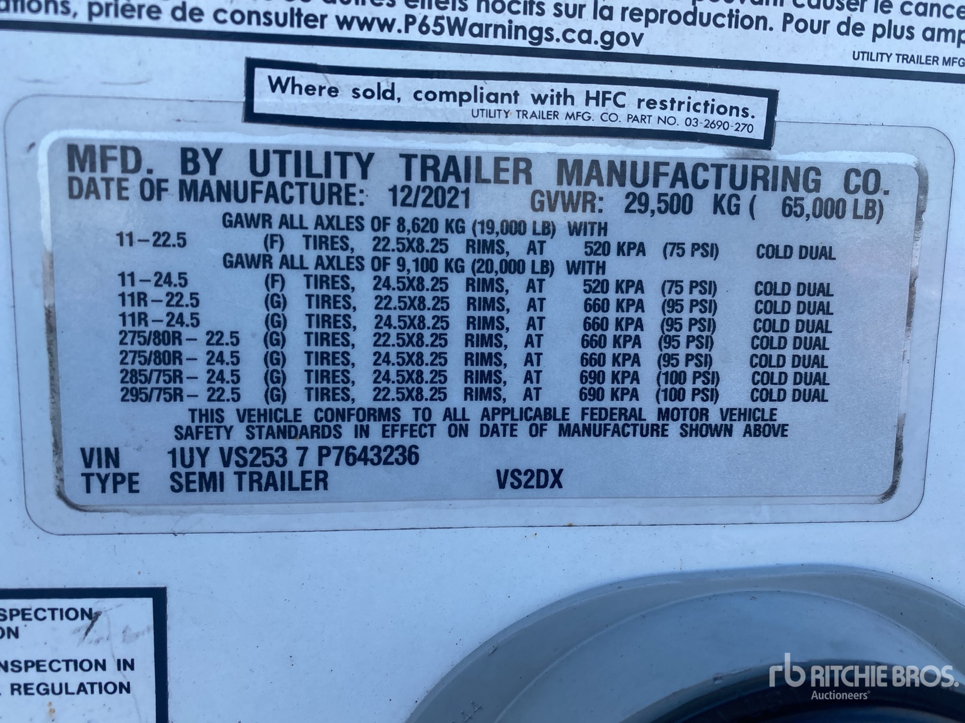 General Appearance with Serial Number / VIN