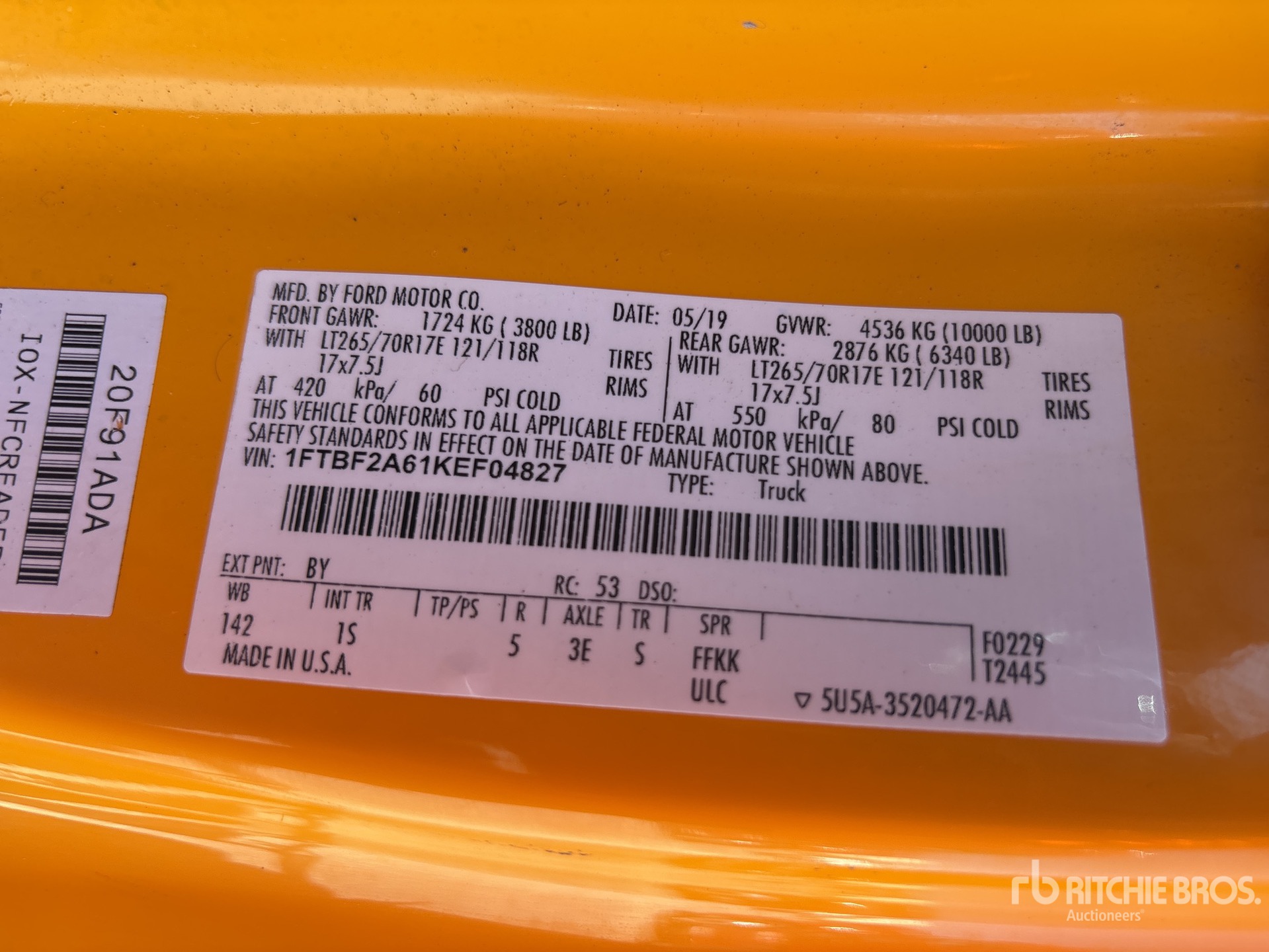 General Appearance with Serial Number / VIN