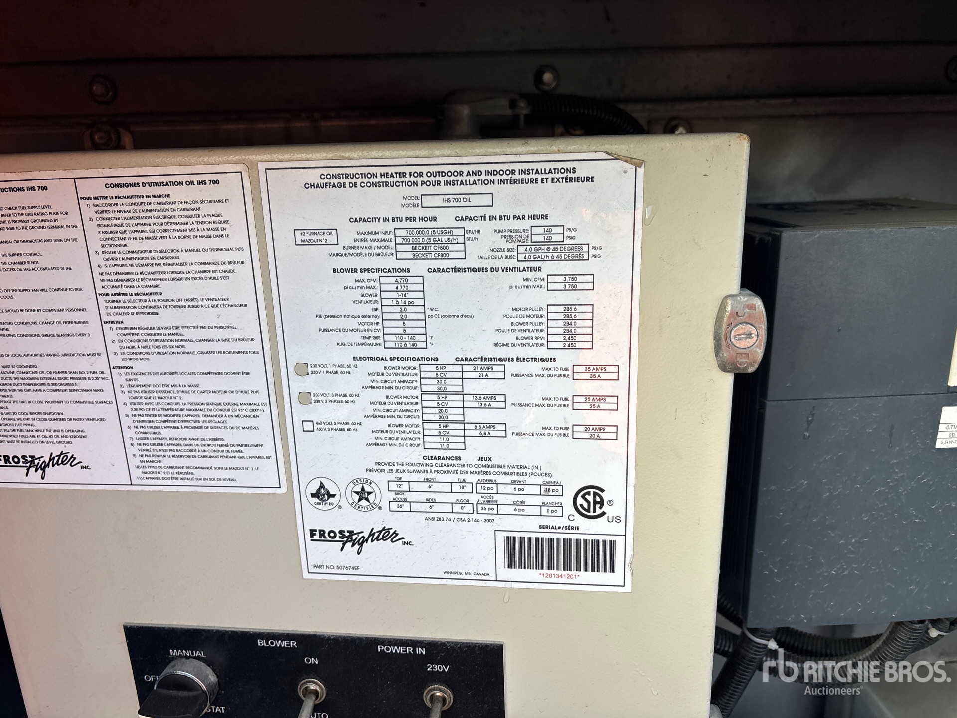 General Appearance with Serial Number / VIN