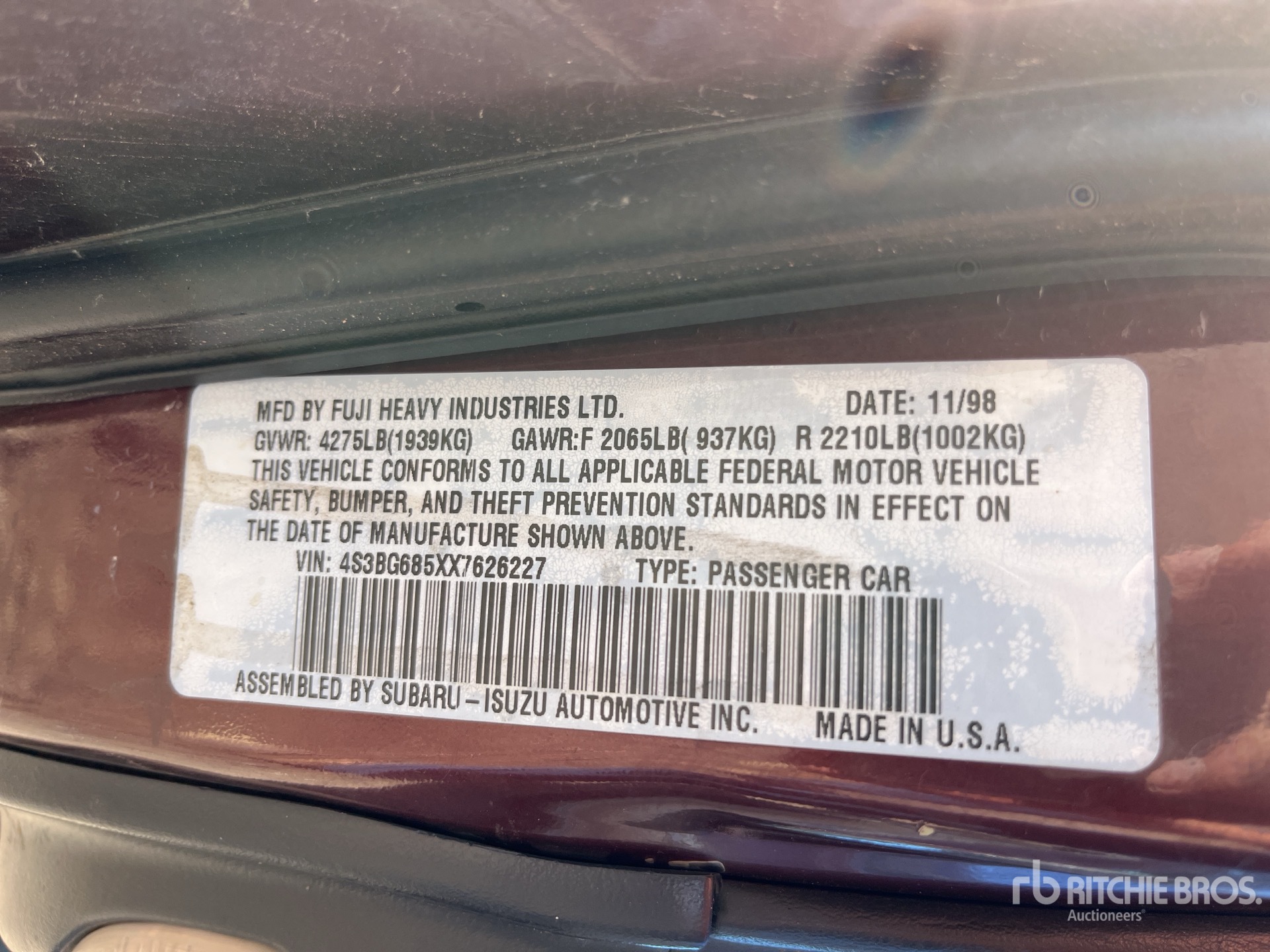 General Appearance with Serial Number / VIN