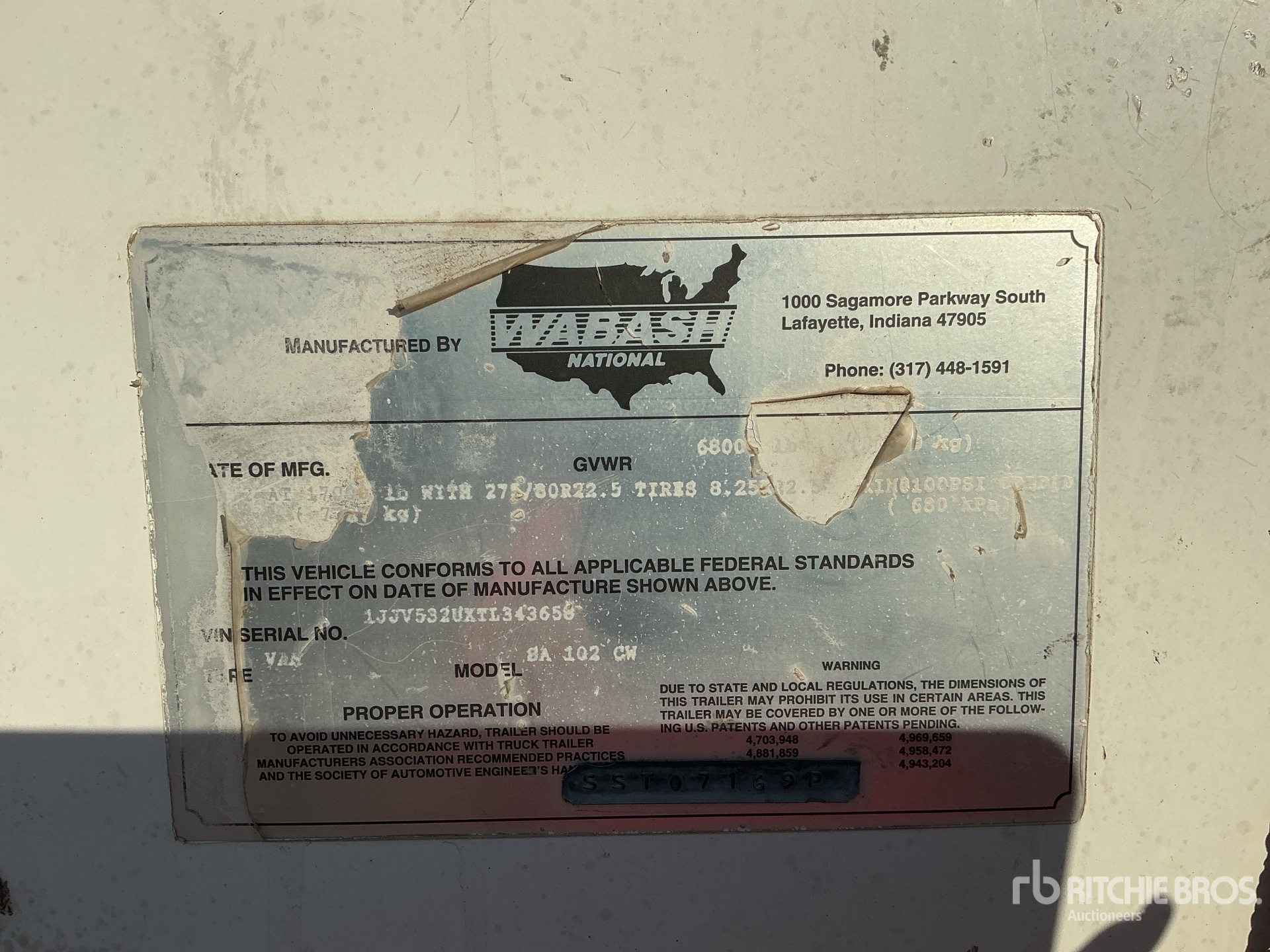 General Appearance with Serial Number / VIN