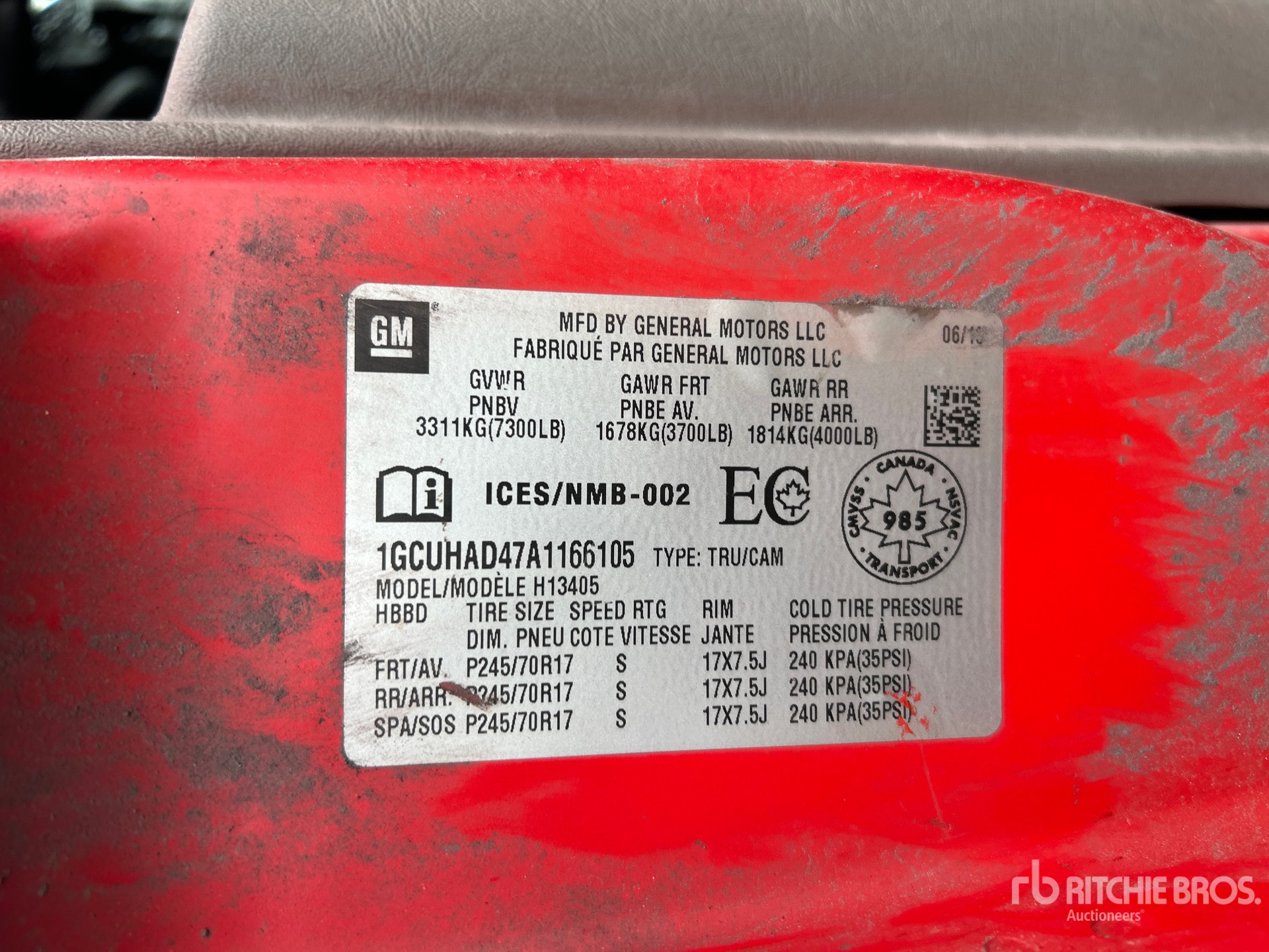 General Appearance with Serial Number / VIN