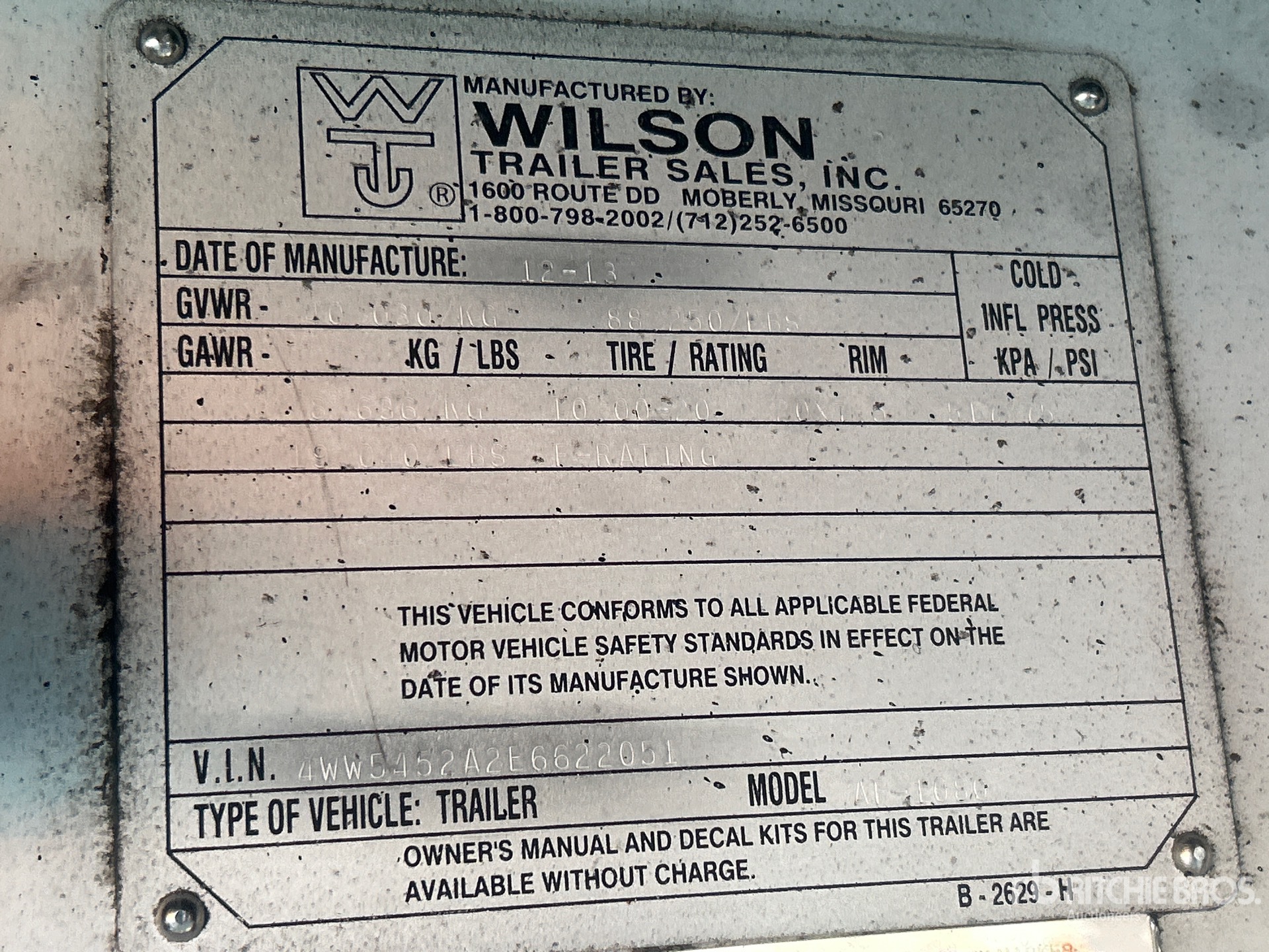General Appearance with Serial Number / VIN