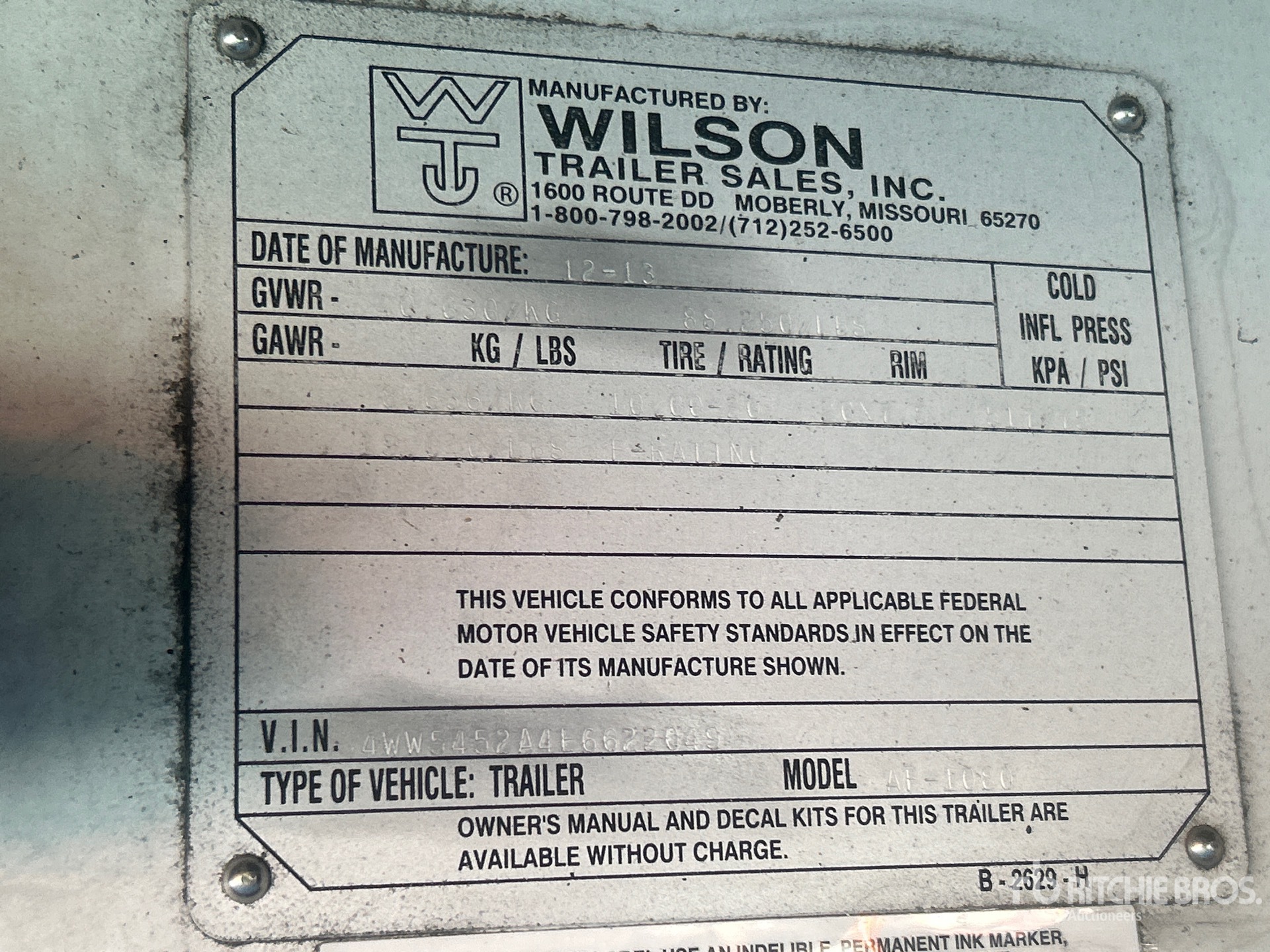 General Appearance with Serial Number / VIN