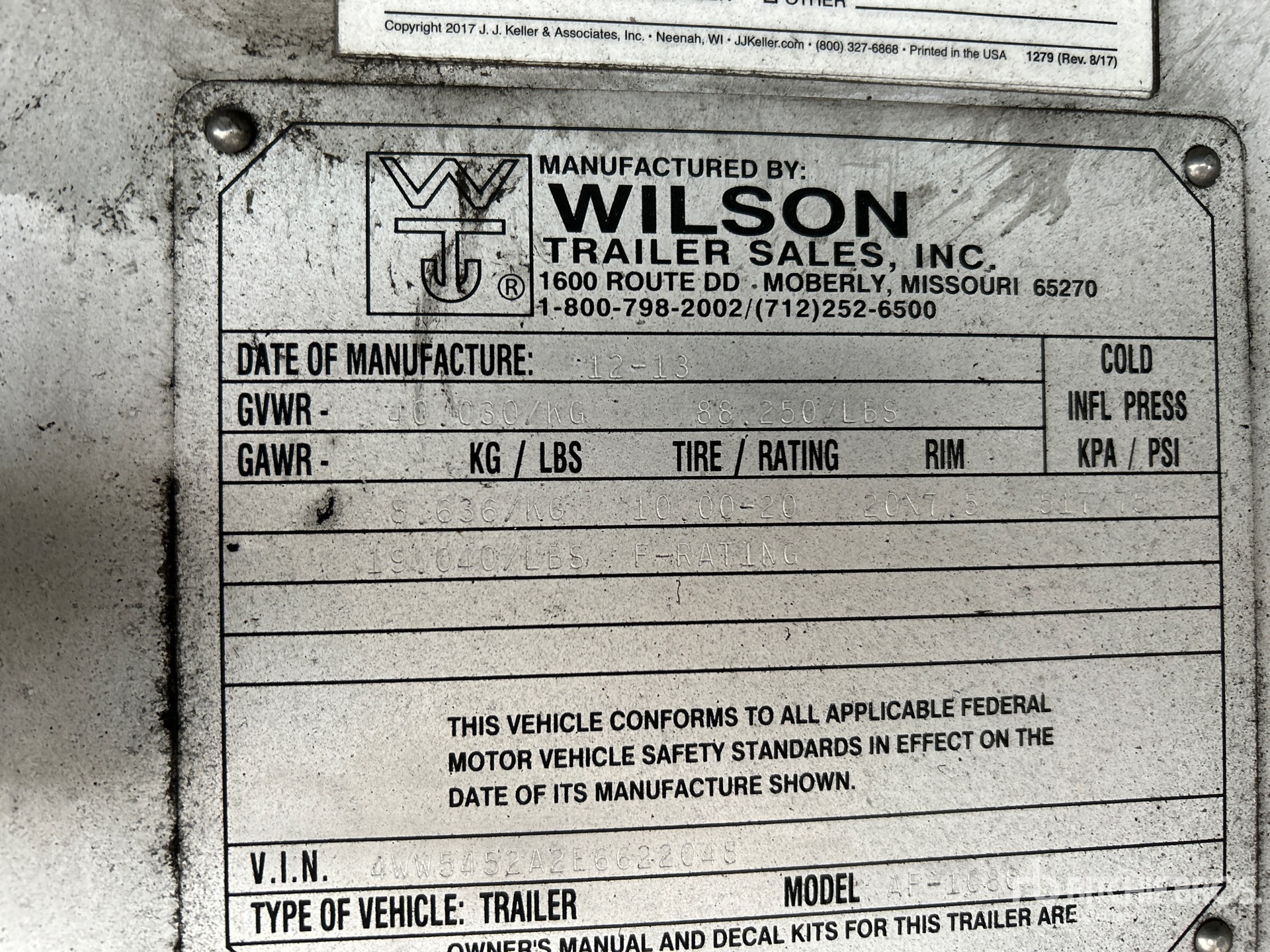 General Appearance with Serial Number / VIN