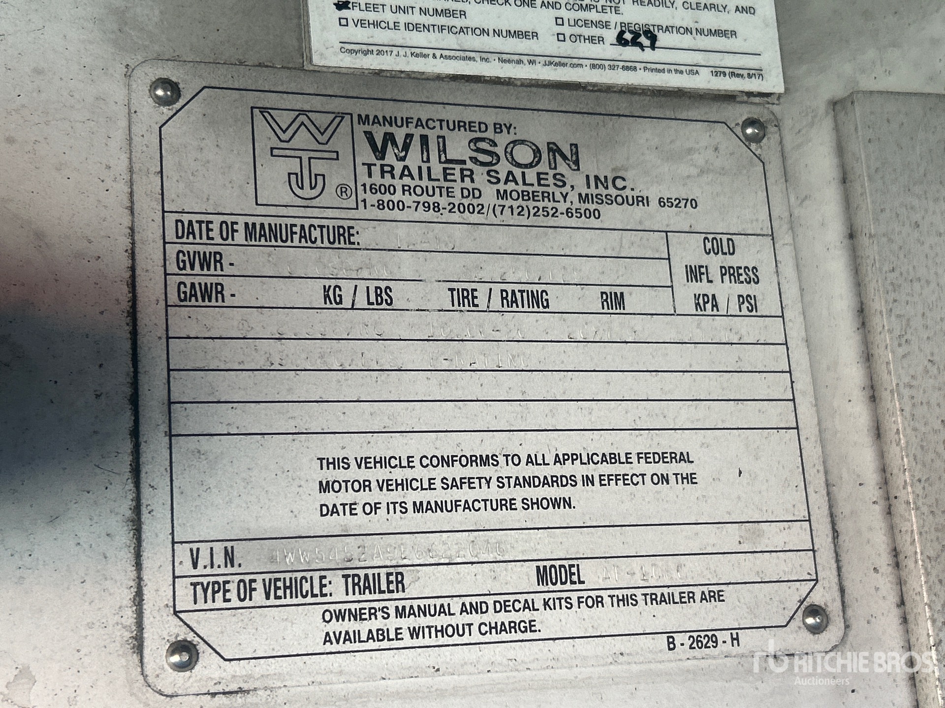 General Appearance with Serial Number / VIN
