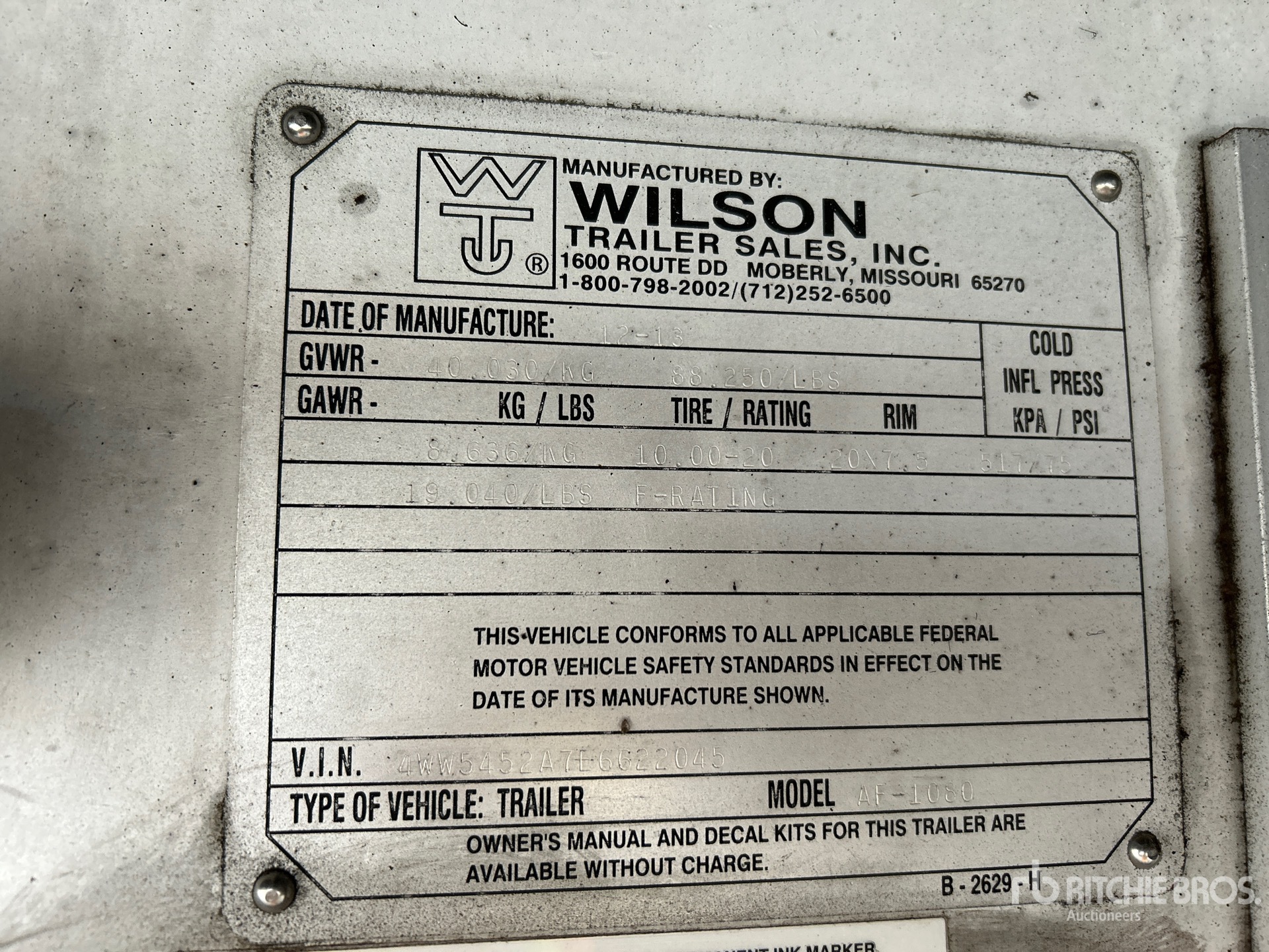 General Appearance with Serial Number / VIN