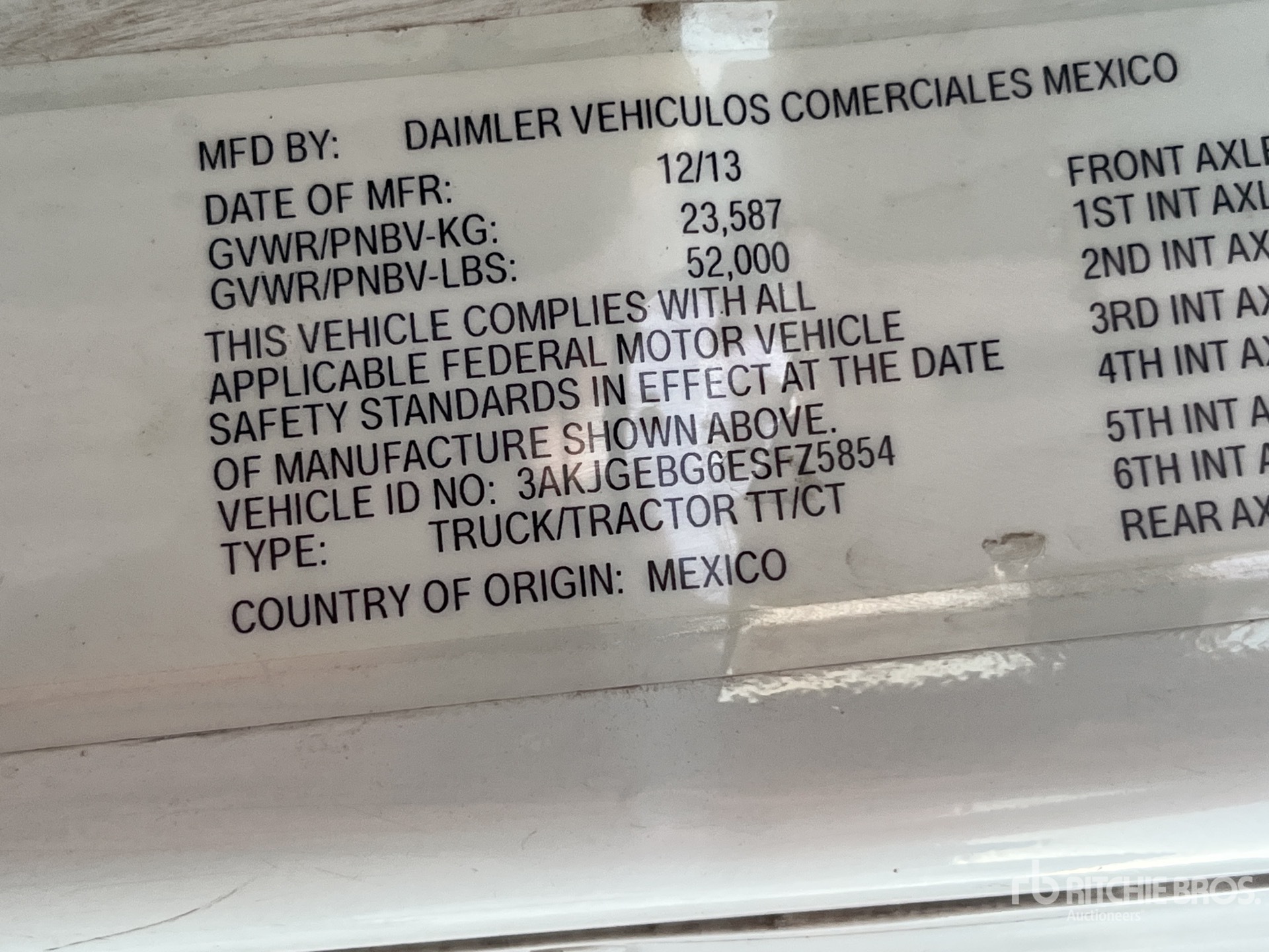 General Appearance with Serial Number / VIN