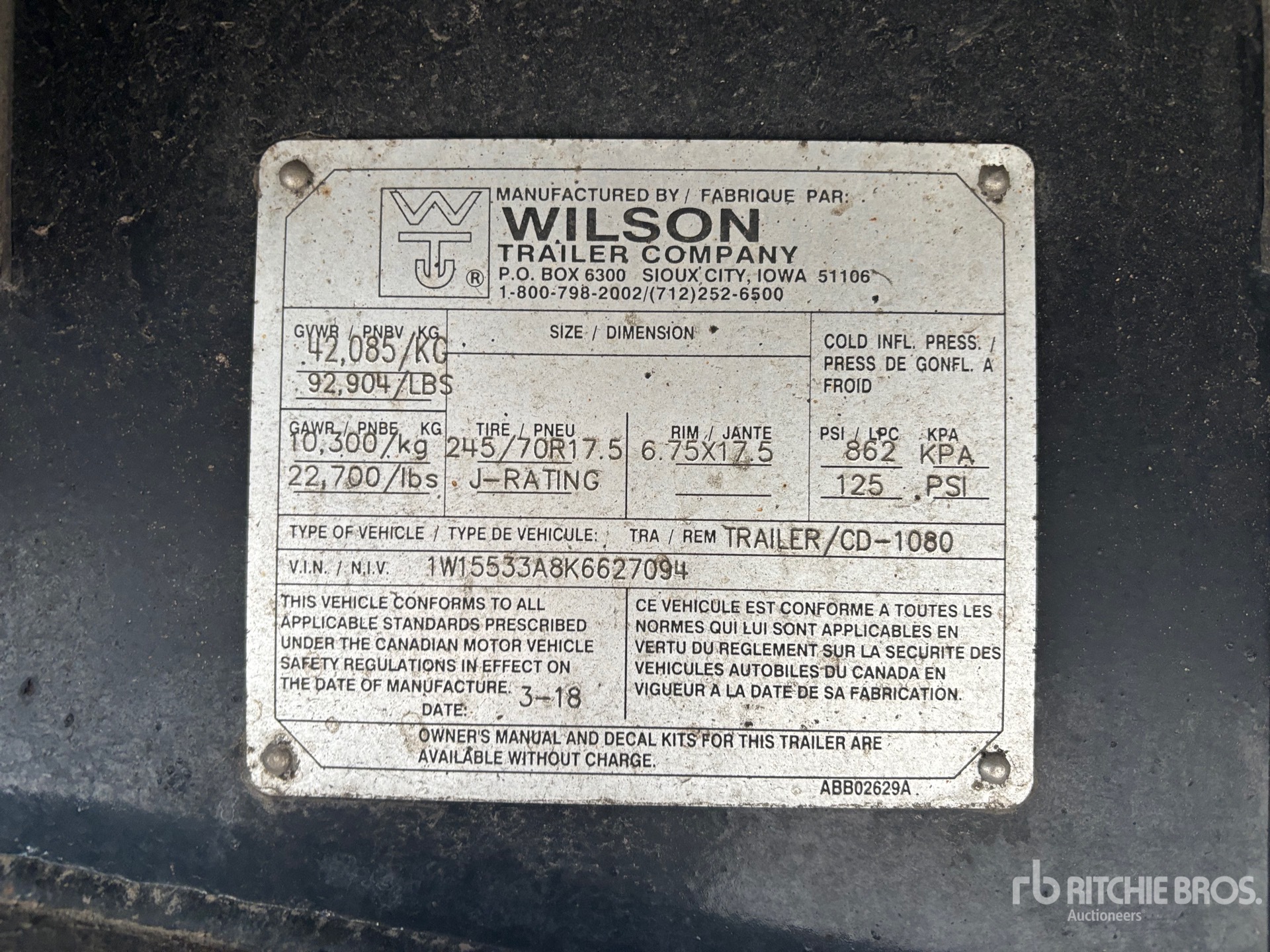 General Appearance with Serial Number / VIN