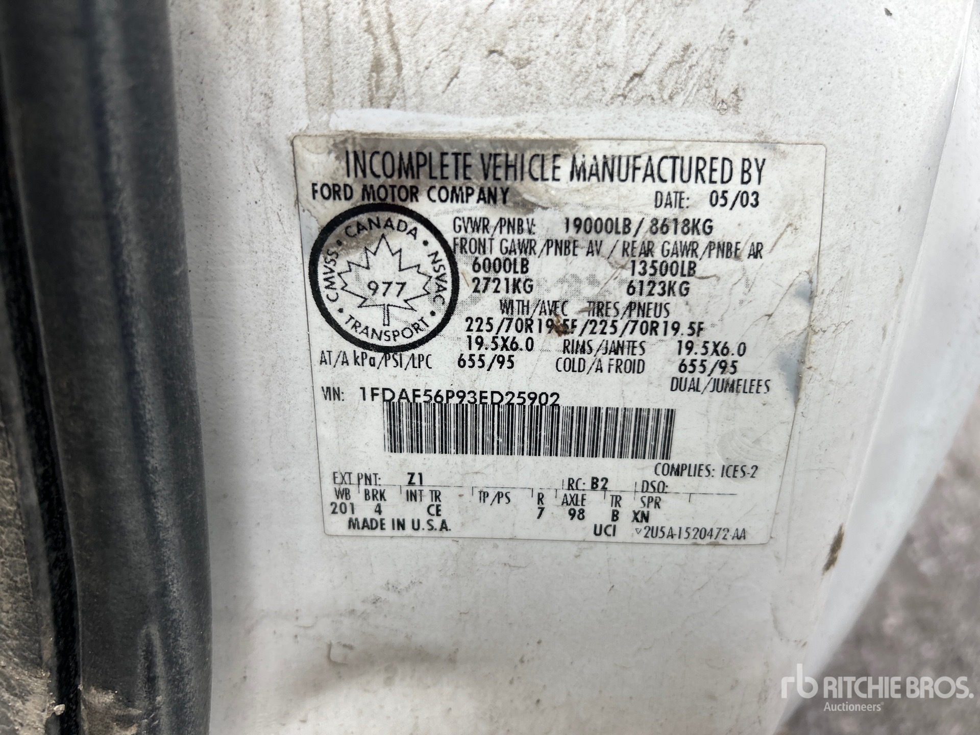 General Appearance with Serial Number / VIN