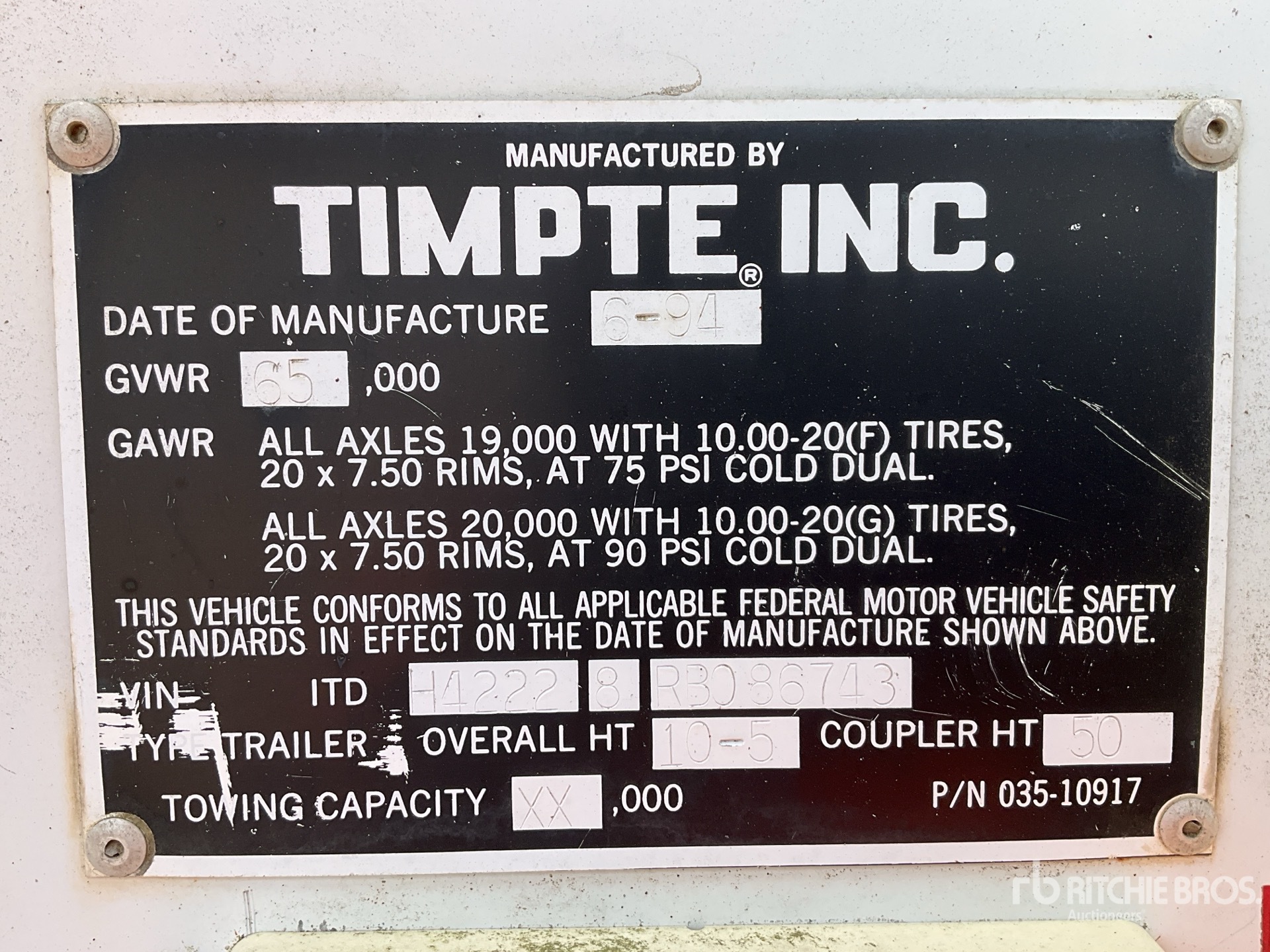 General Appearance with Serial Number / VIN