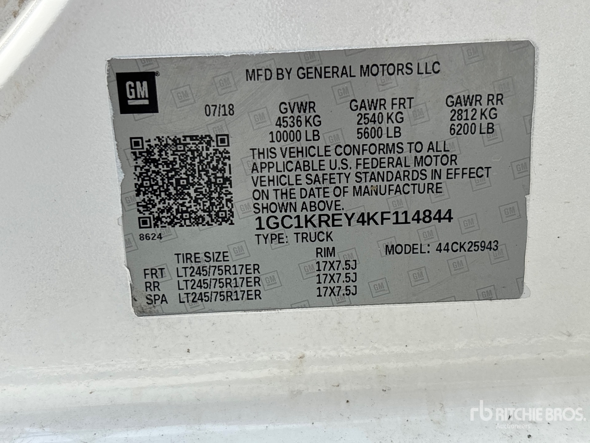 General Appearance with Serial Number / VIN