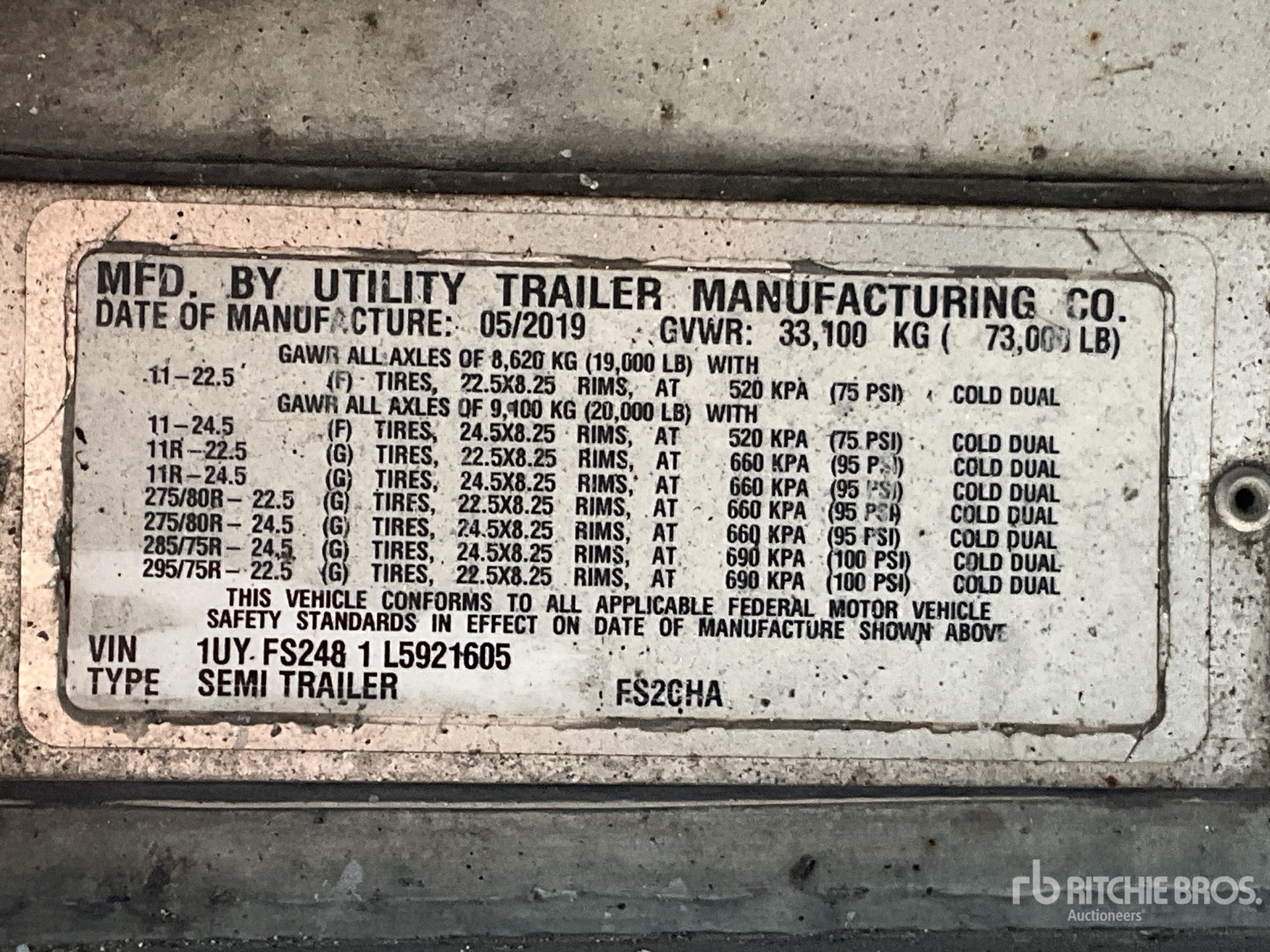 General Appearance with Serial Number / VIN