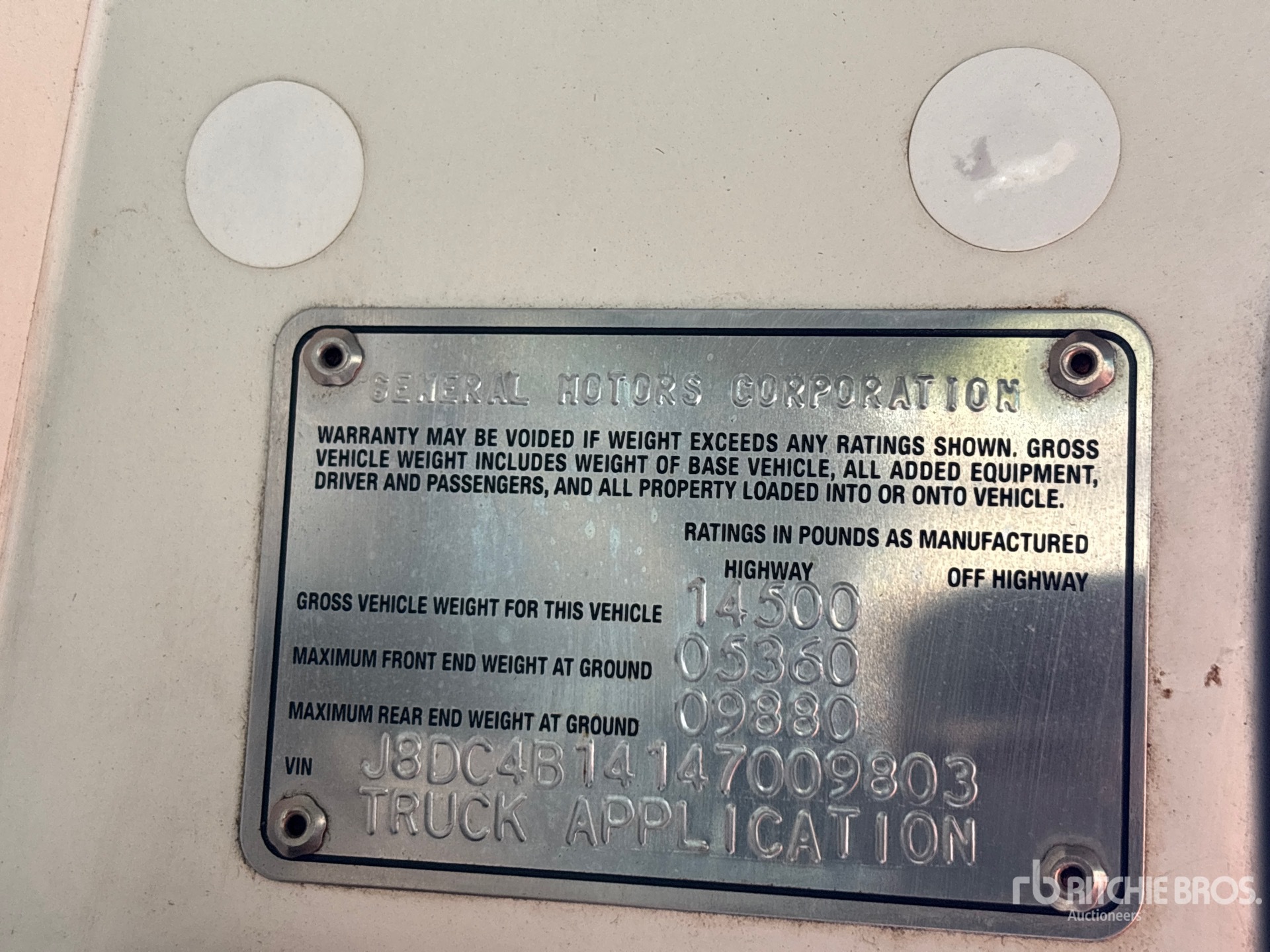 General Appearance with Serial Number / VIN