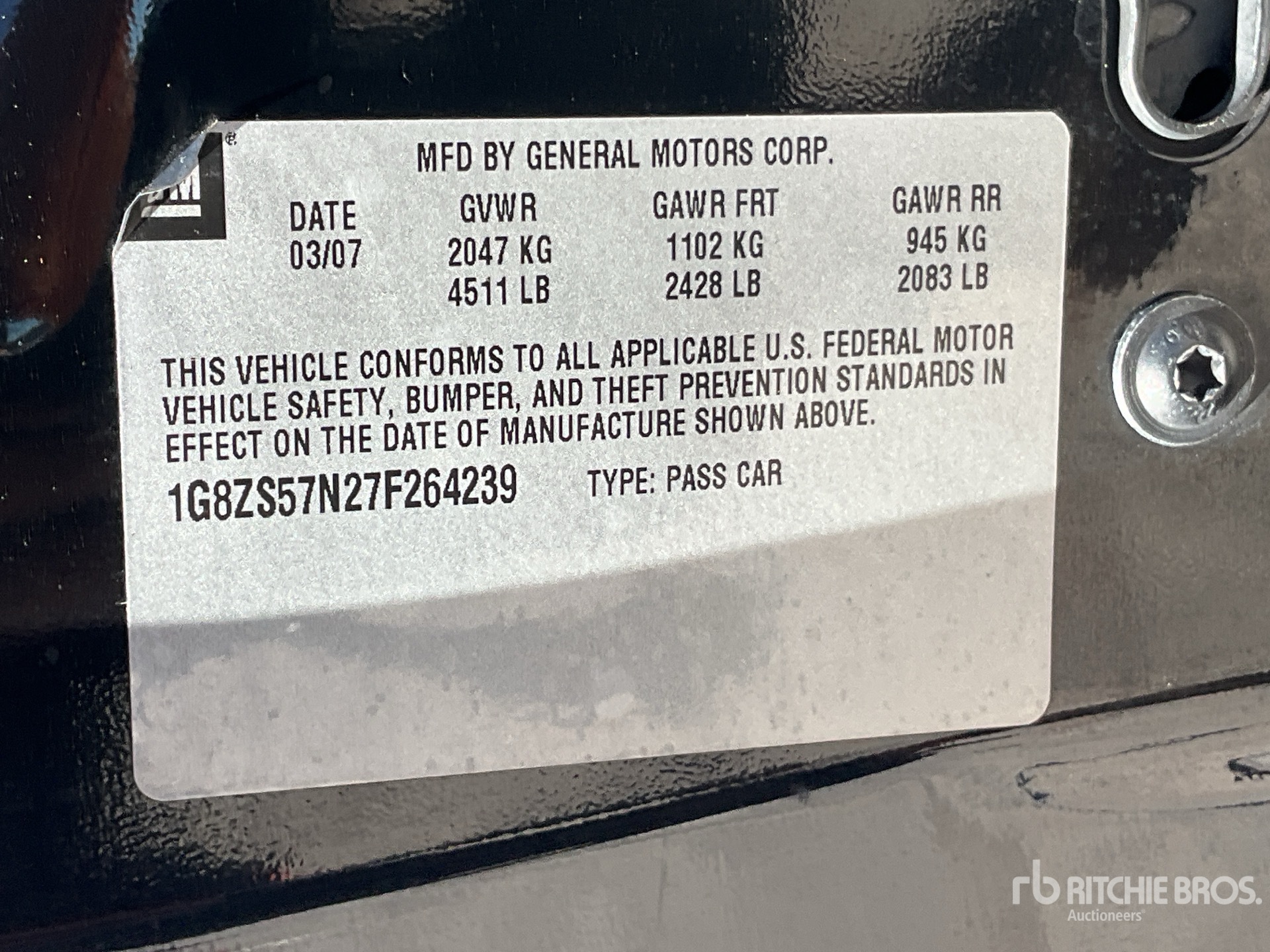 General Appearance with Serial Number / VIN