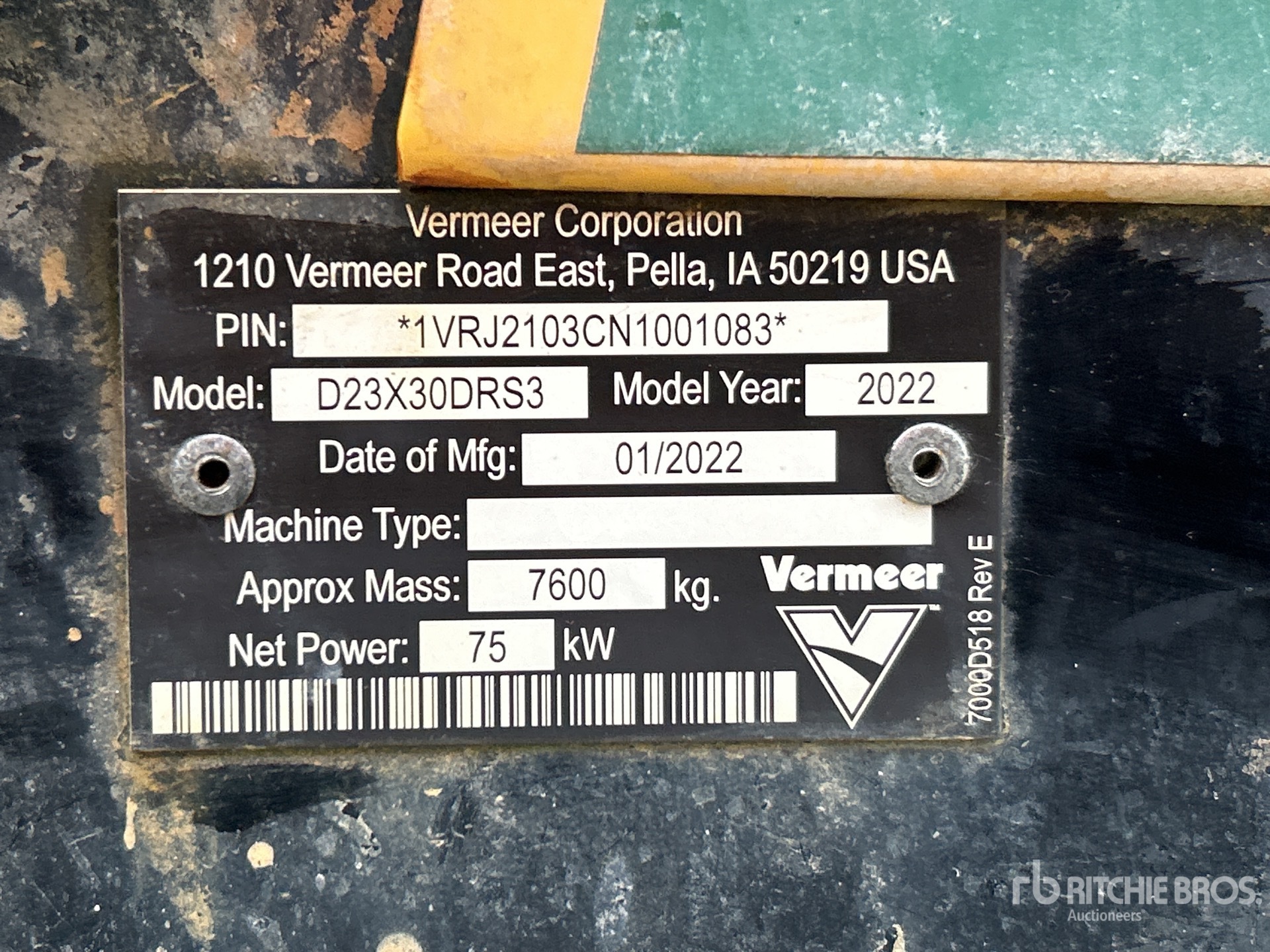 General Appearance with Serial Number / VIN