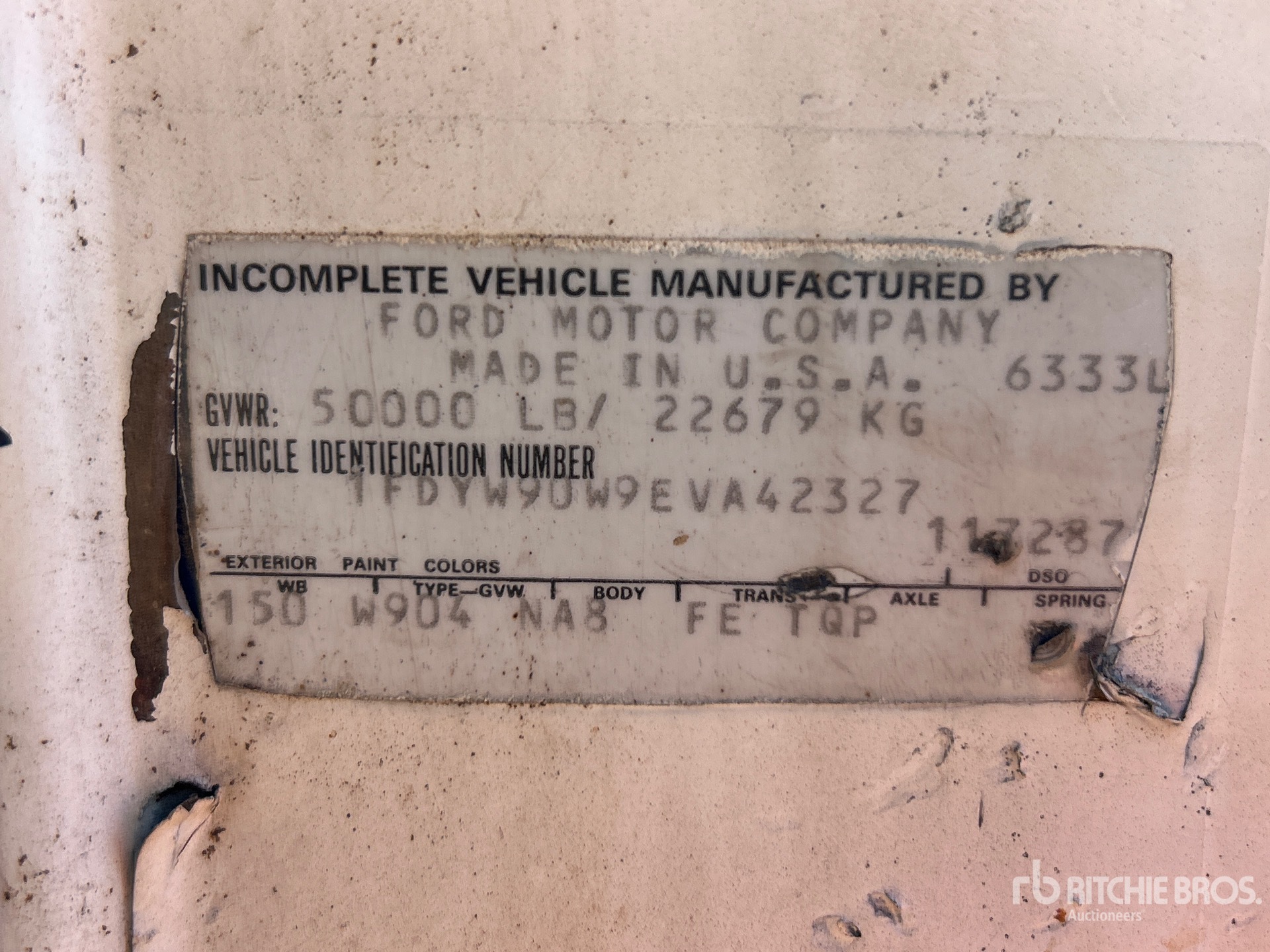 General Appearance with Serial Number / VIN