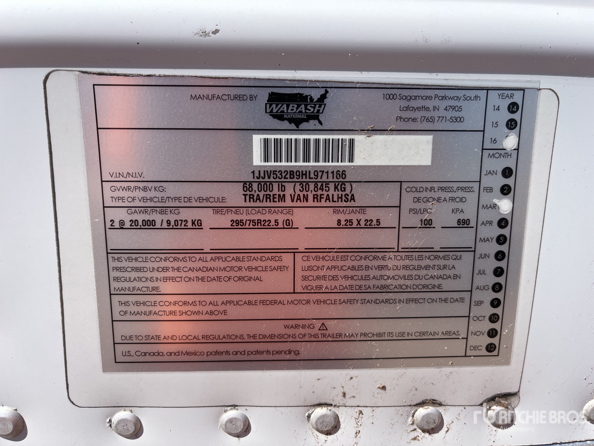 General Appearance with Serial Number / VIN