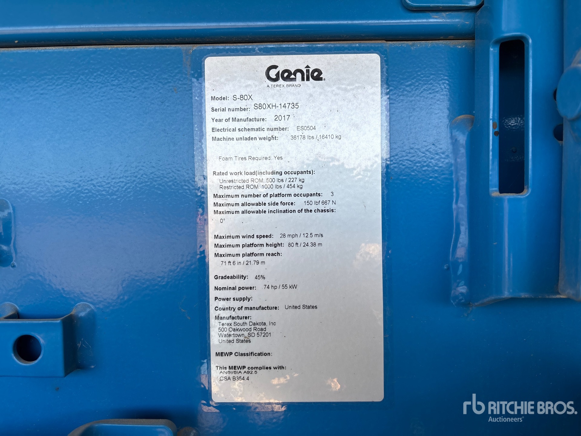 General Appearance with Serial Number / VIN