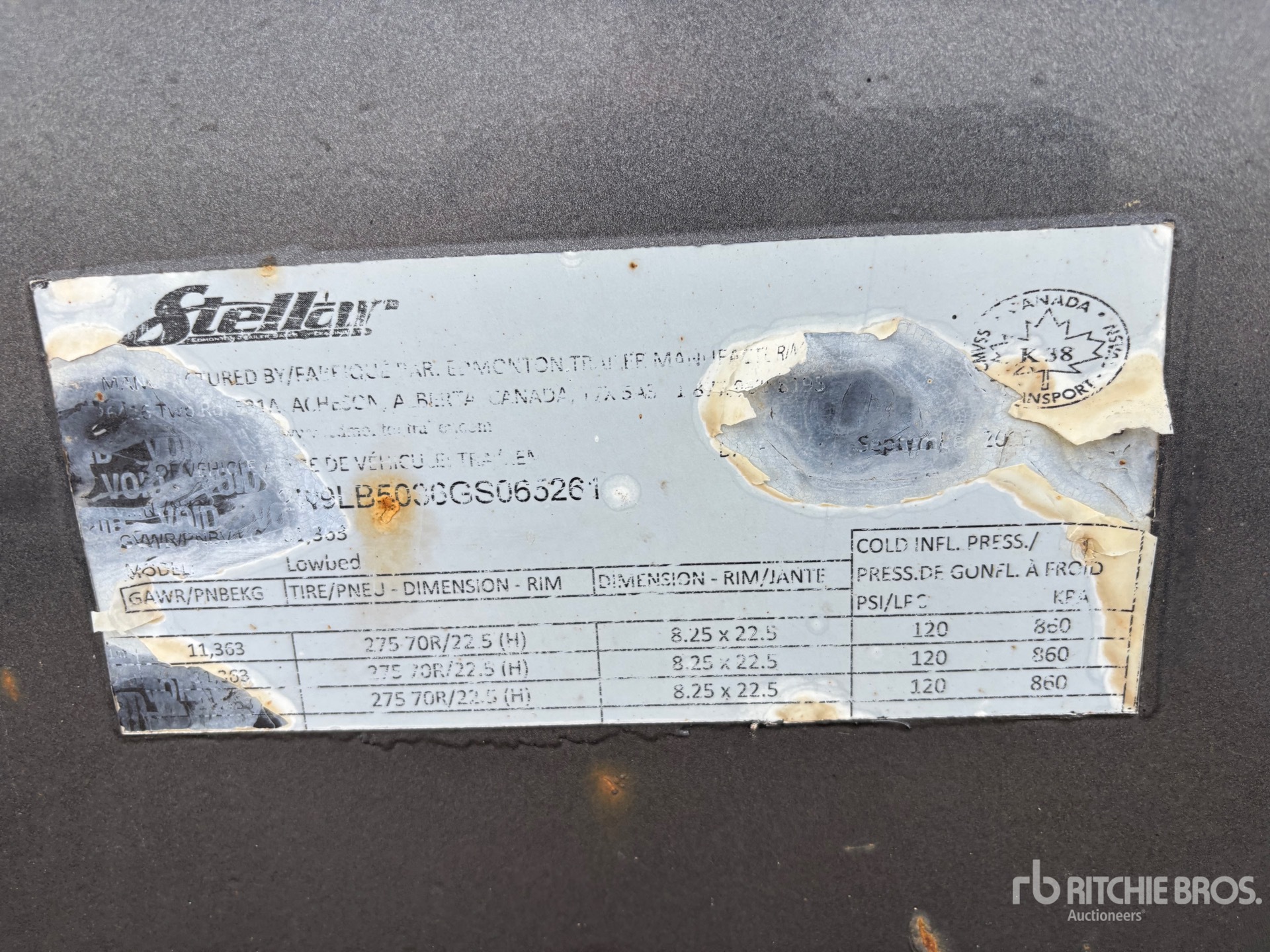 General Appearance with Serial Number / VIN