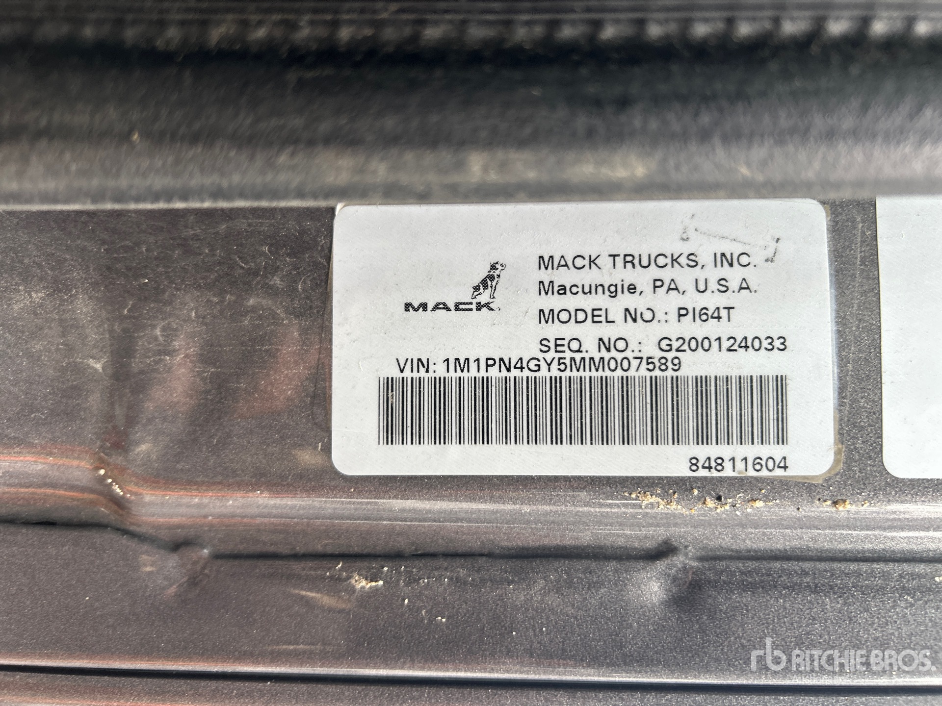 General Appearance with Serial Number / VIN