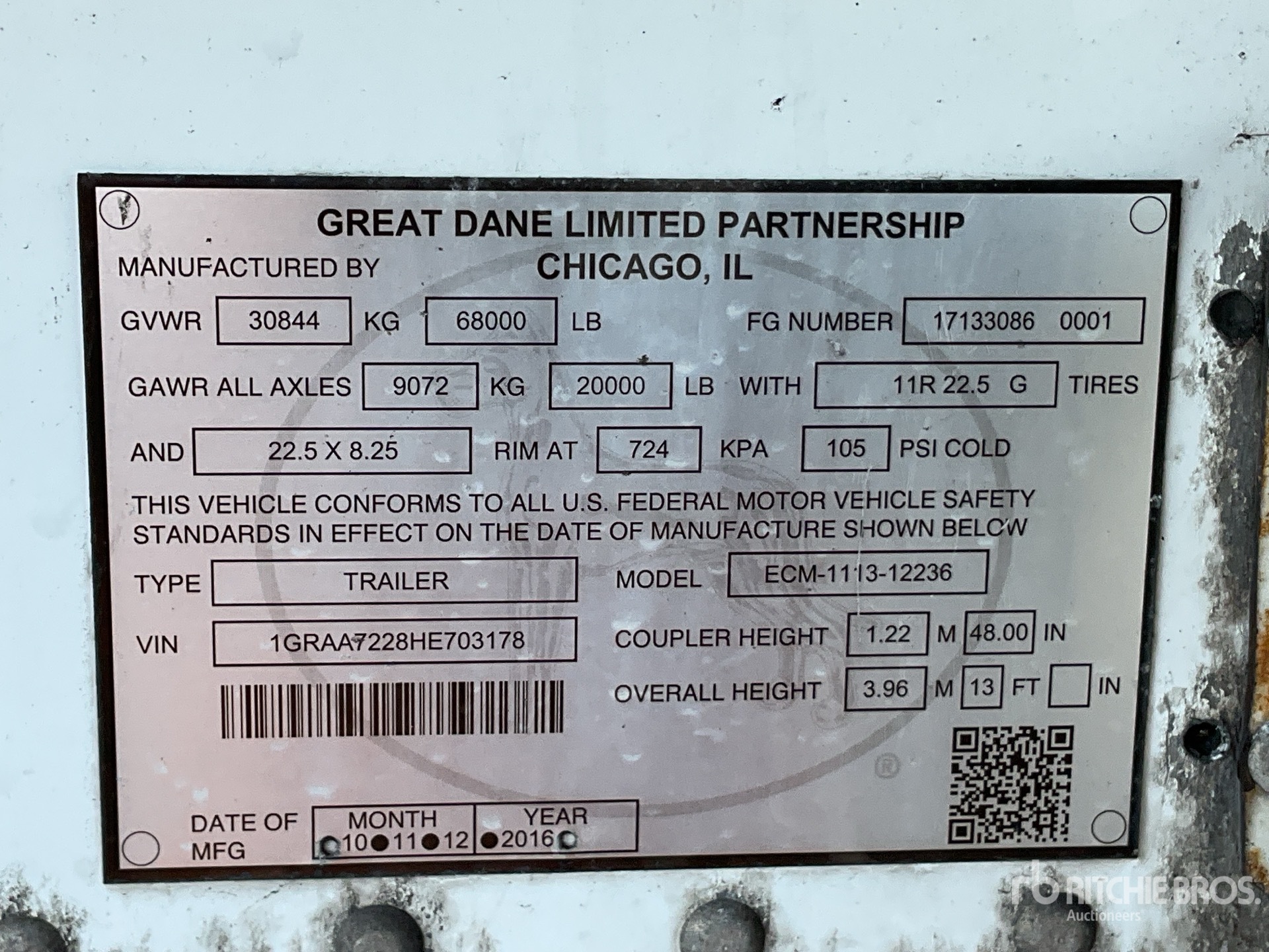 General Appearance with Serial Number / VIN